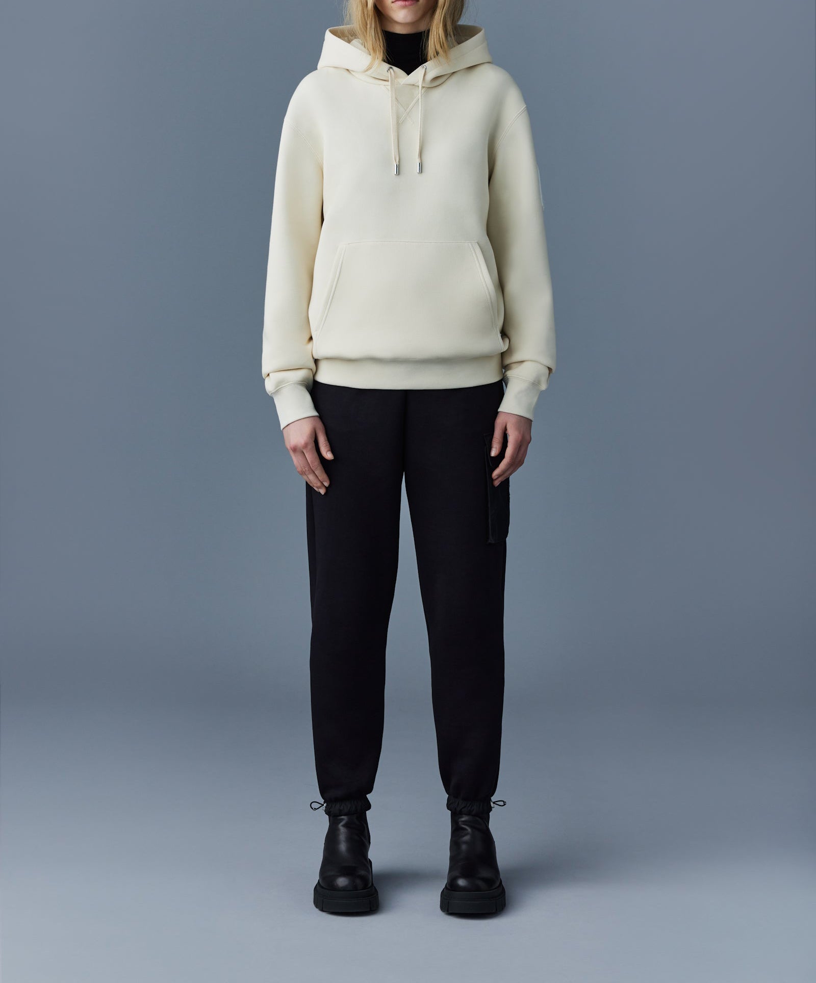 Mackage Krys Hoodie With Velvet Embroidery Cream