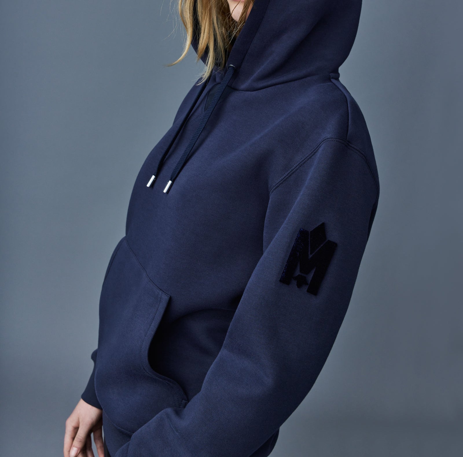 Mackage Krys Hoodie With Velvet Embroidery Navy