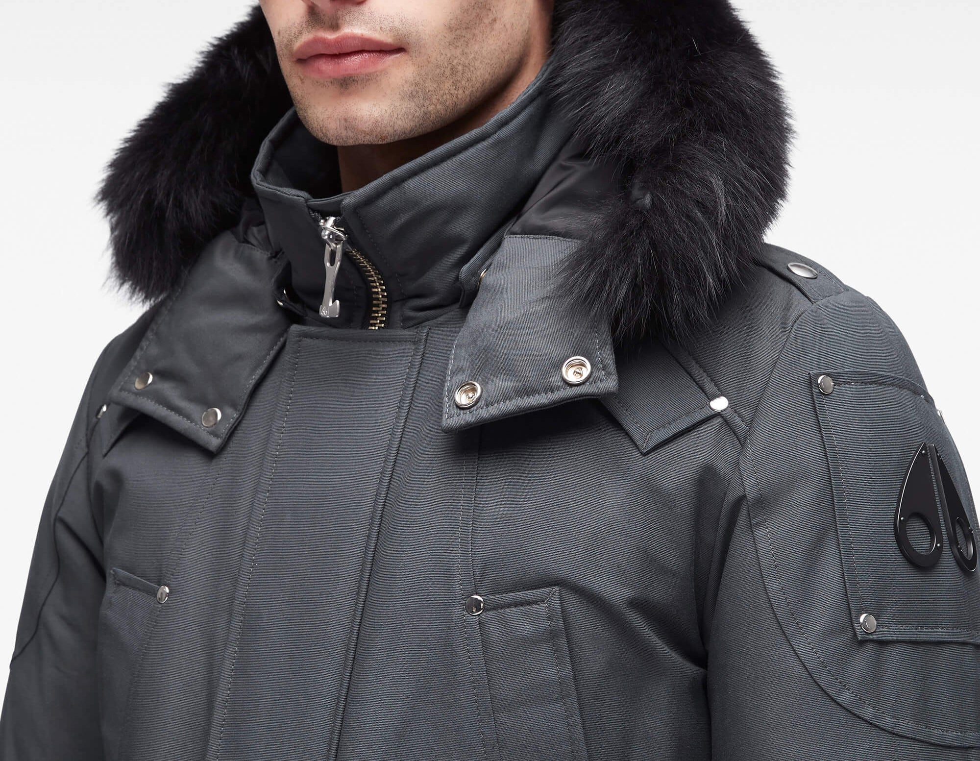 Moose Knuckles Men's Original Stirling Parka Fur Granite