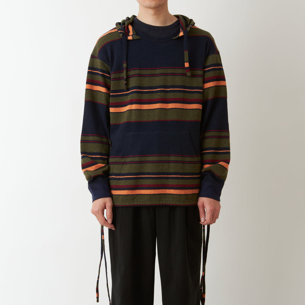 White Mountaineering Multi Stripe Hoodie Navy