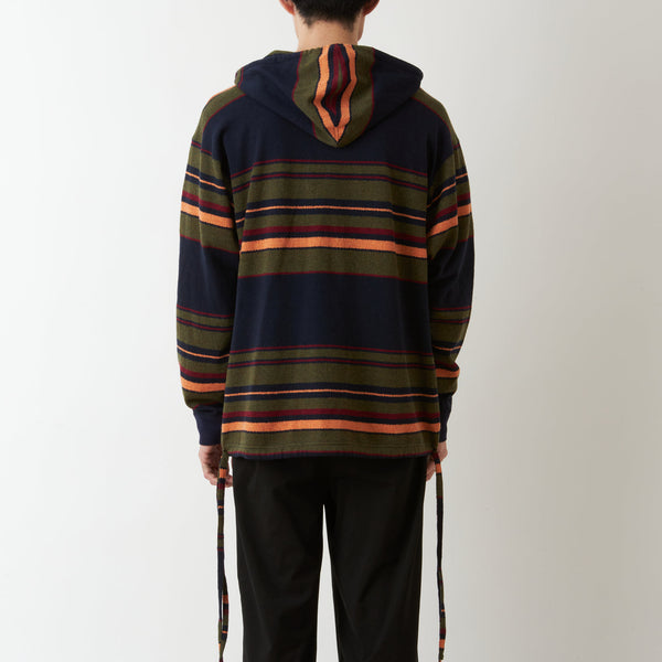 White Mountaineering Multi Stripe Hoodie Navy