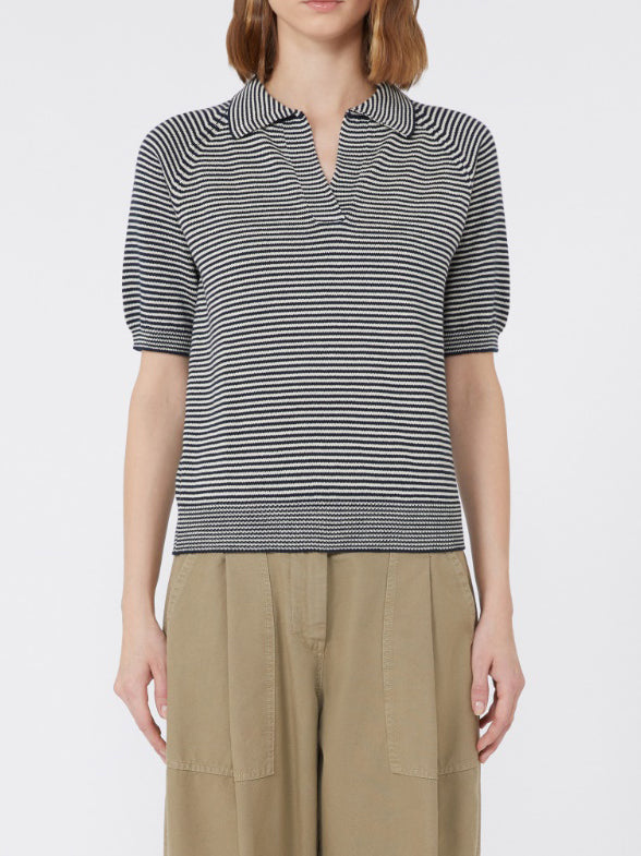 Max Mara Junior Cotton Yarn Polo Shirt Navy