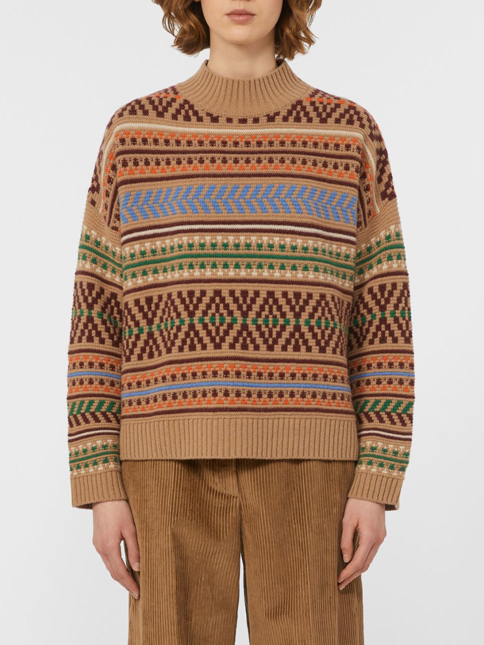 Max Mara Festoso Jacquard Jumper Camel