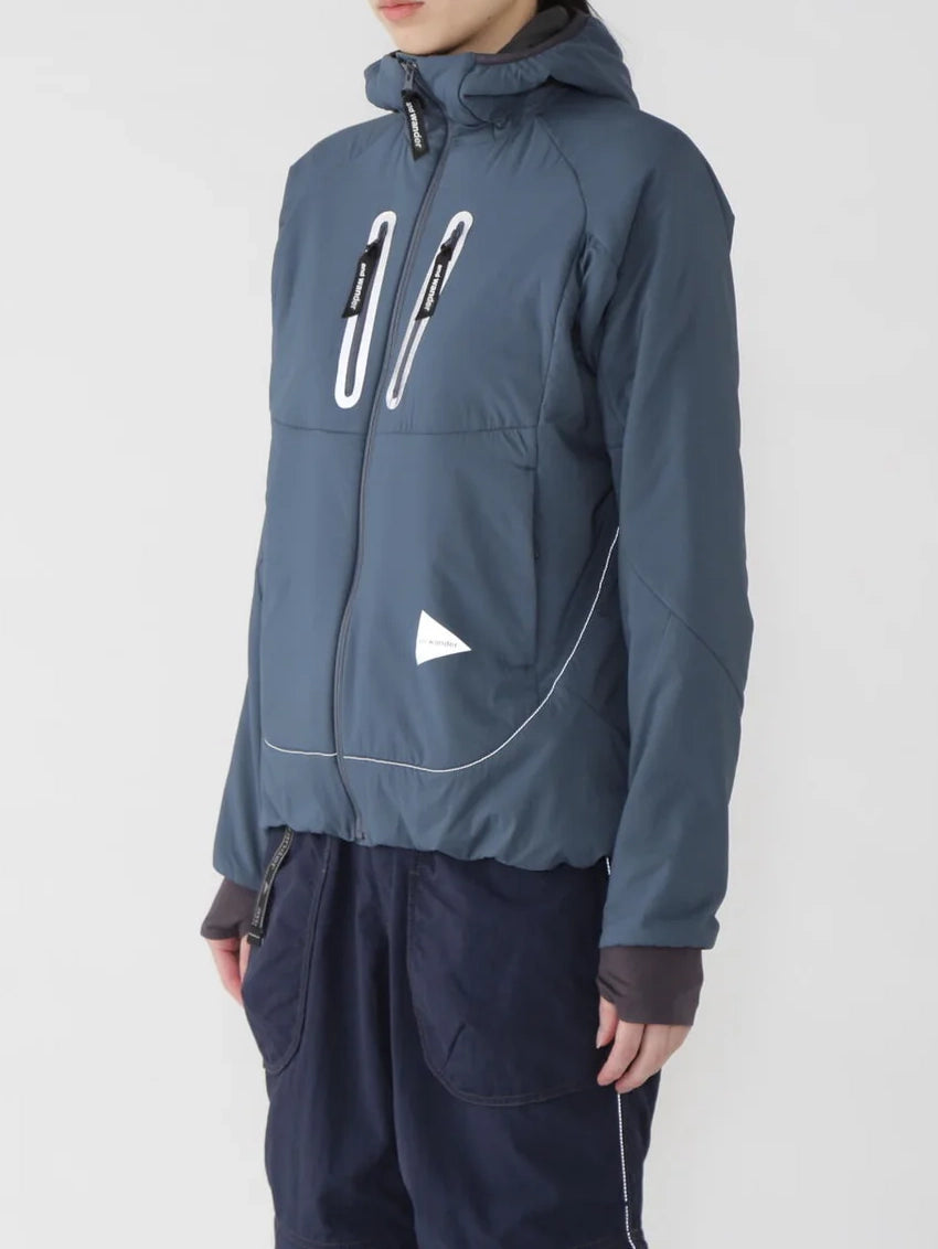 And Wander Alpha AIR Hoodie Black Dark Blue