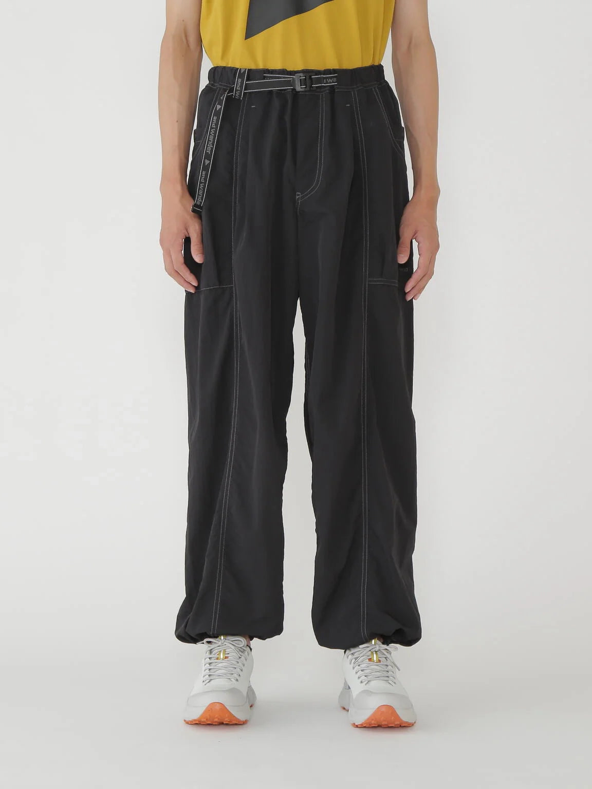 And Wander Crinkled Nylon Pants Black