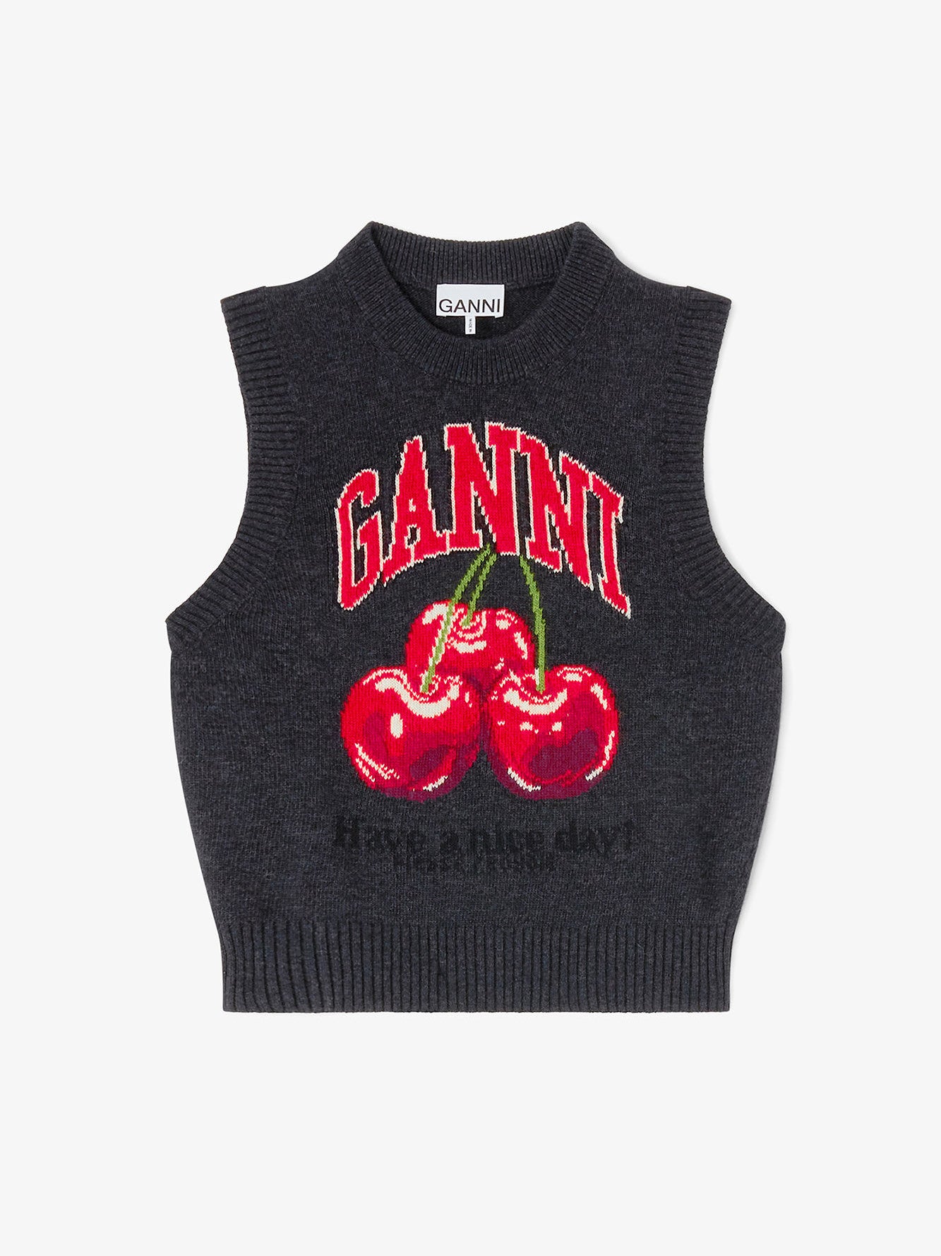 Ganni Graphic Wool Vest Phantom