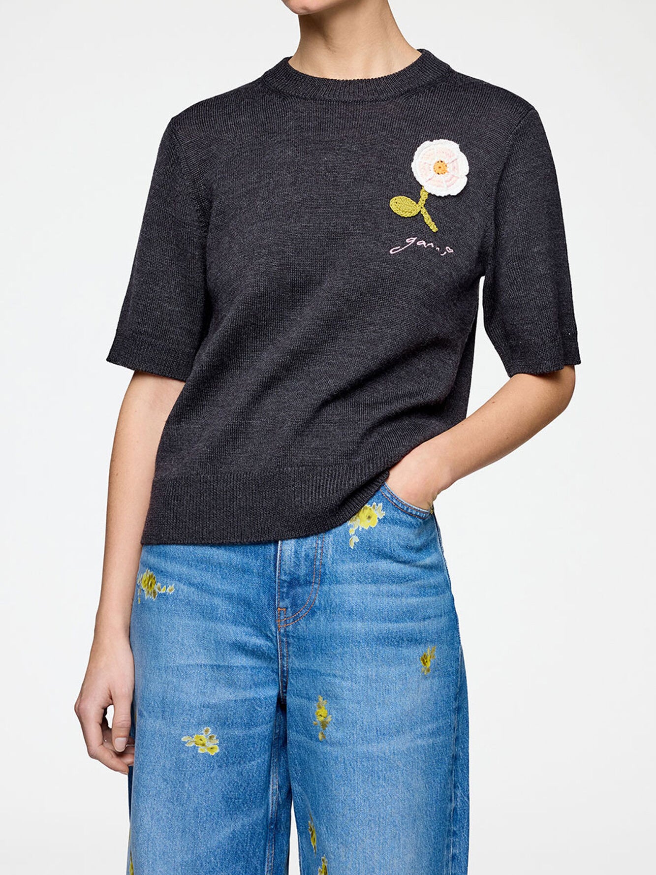 Ganni Tee in Merino Phantom