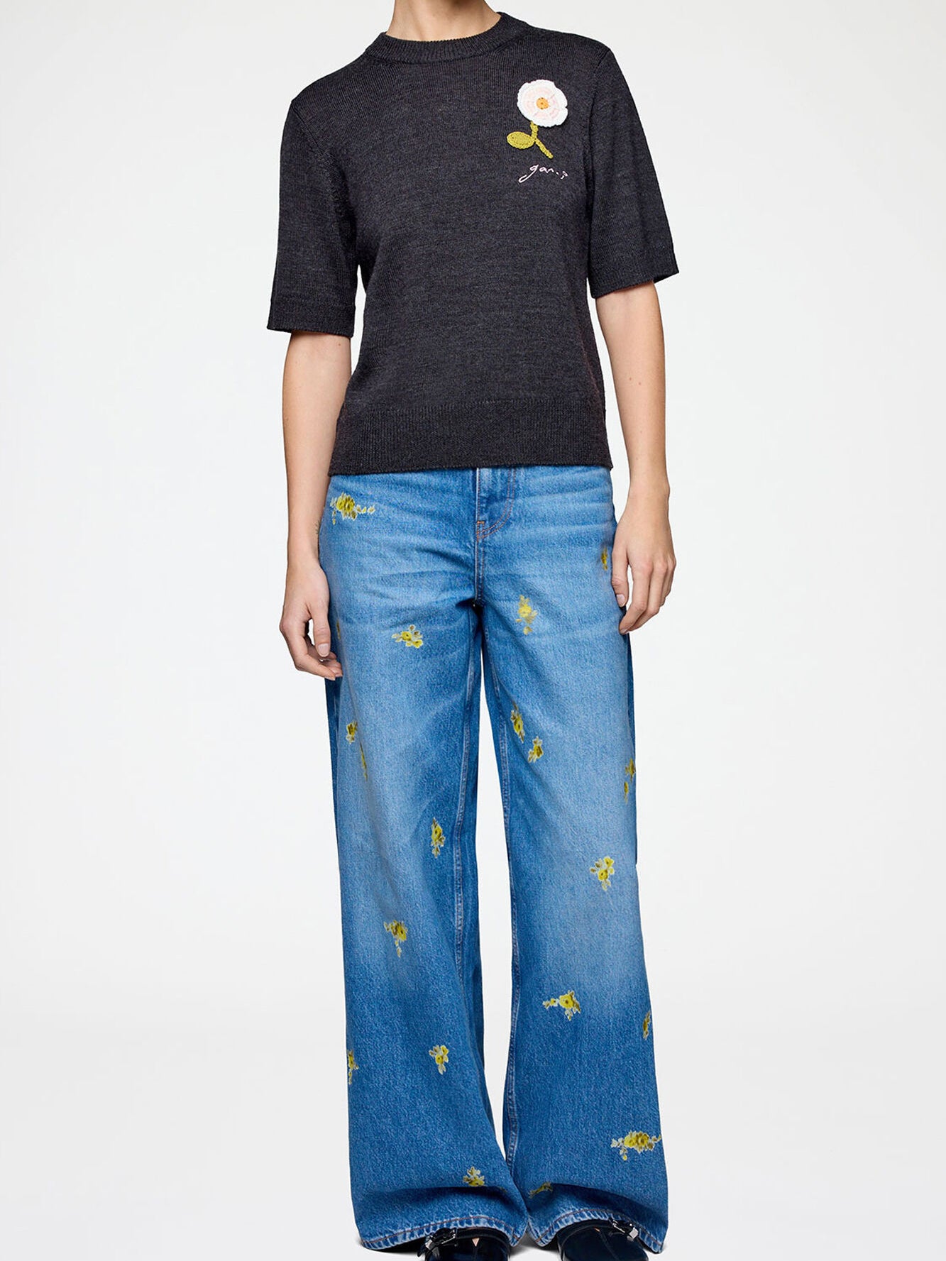 Ganni Tee in Merino Phantom