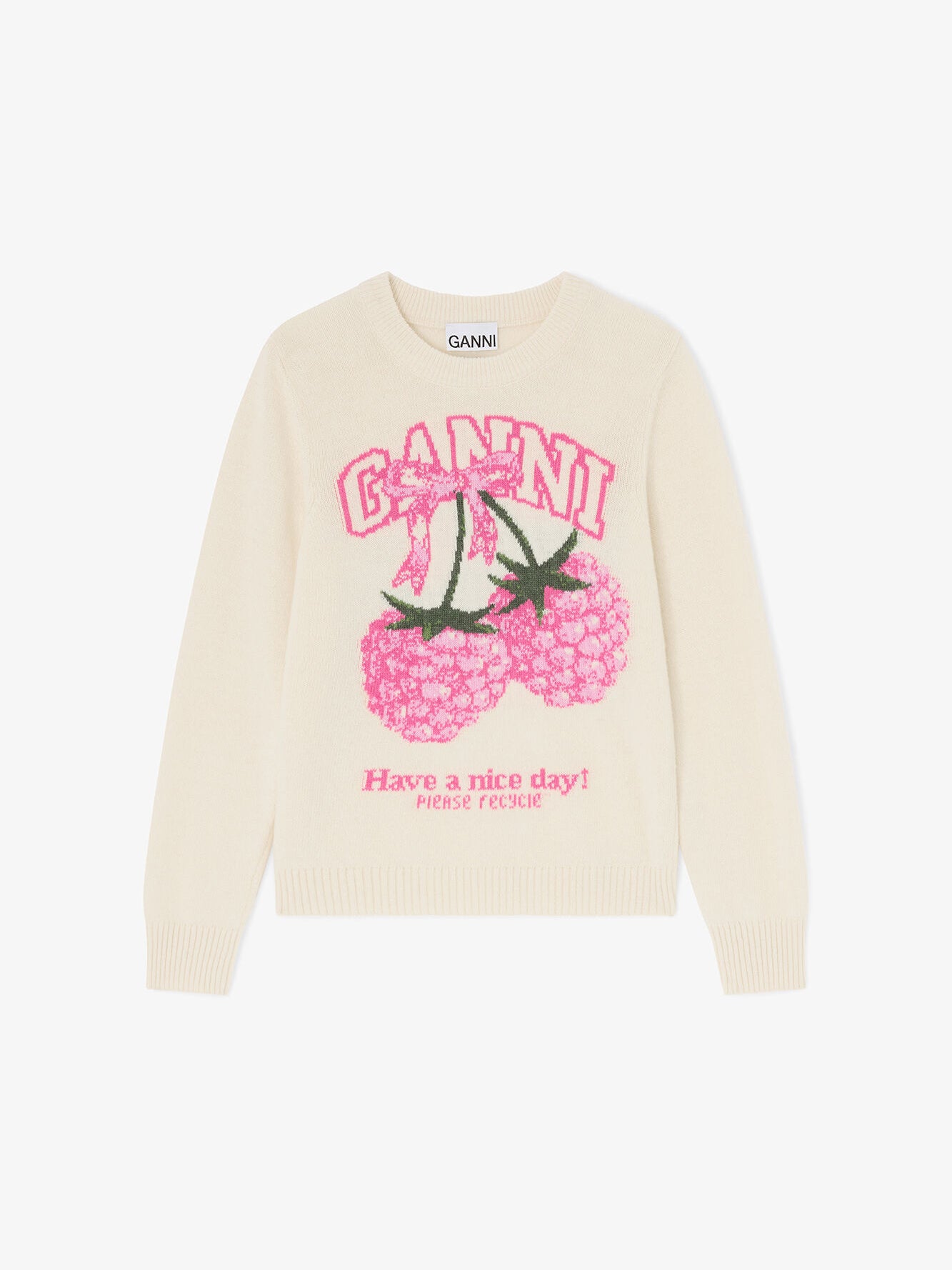 Ganni Jumper in Graphic Wool Egret