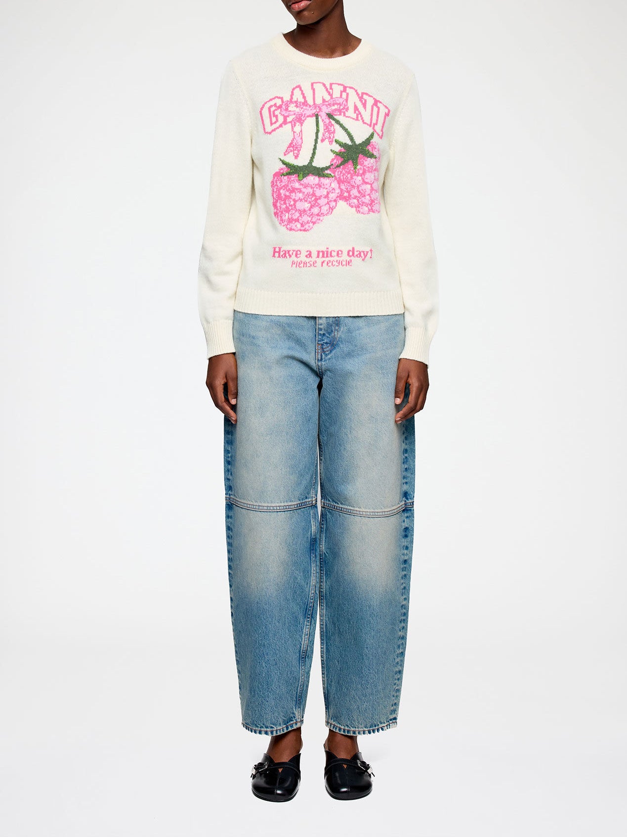 Ganni Jumper in Graphic Wool Egret