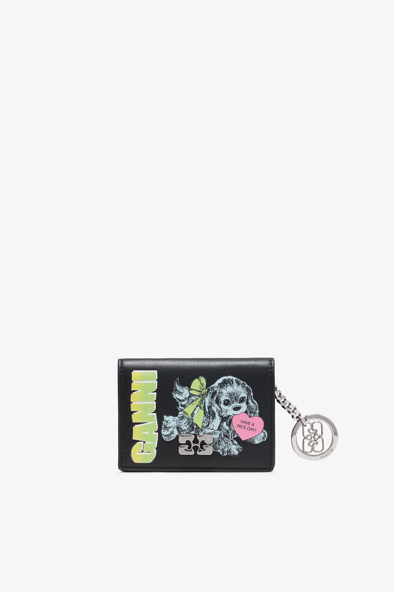 Ganni Card Holder in Blue With Flap and Dog