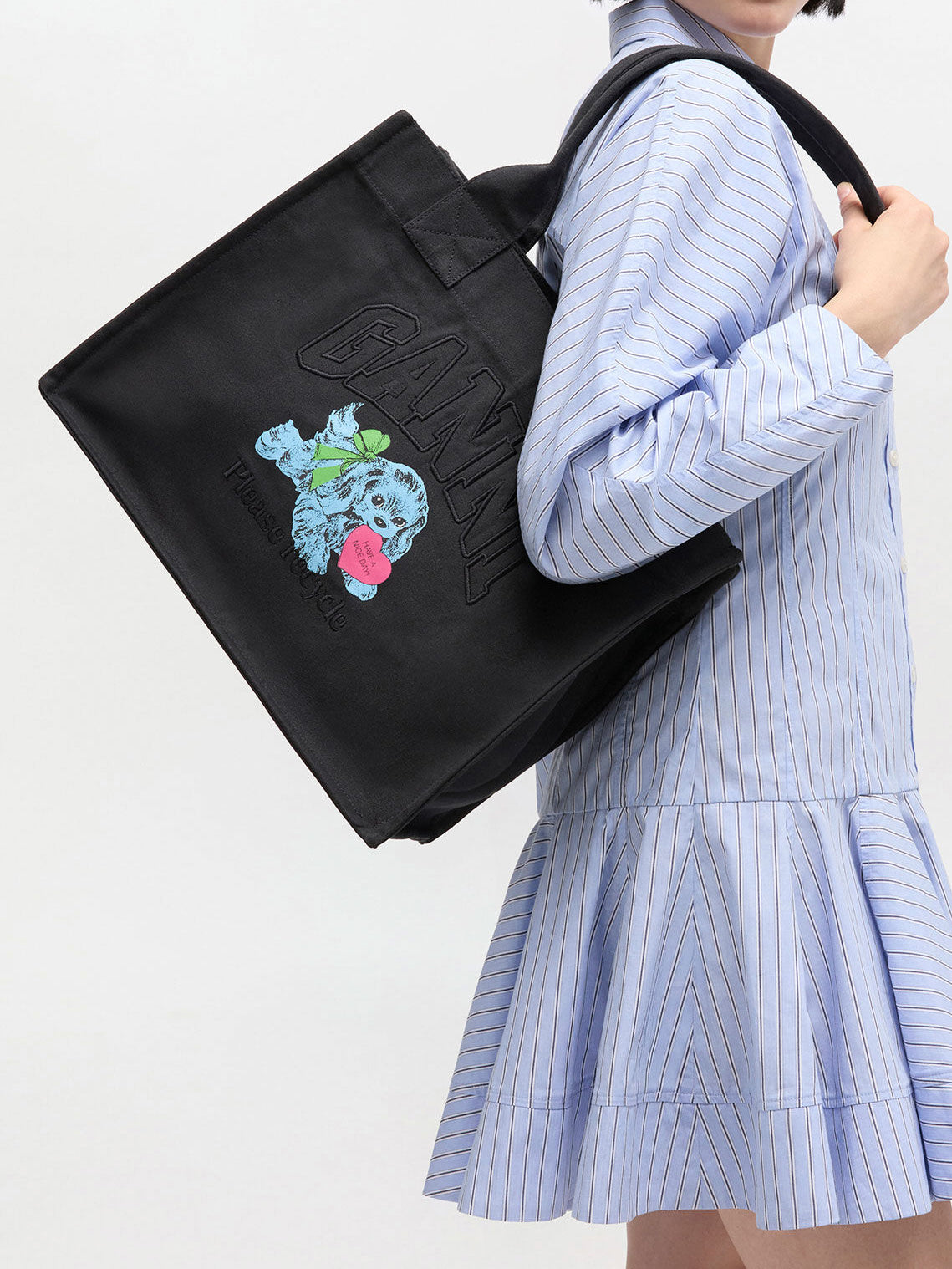Ganni Puppy Large Tote Black