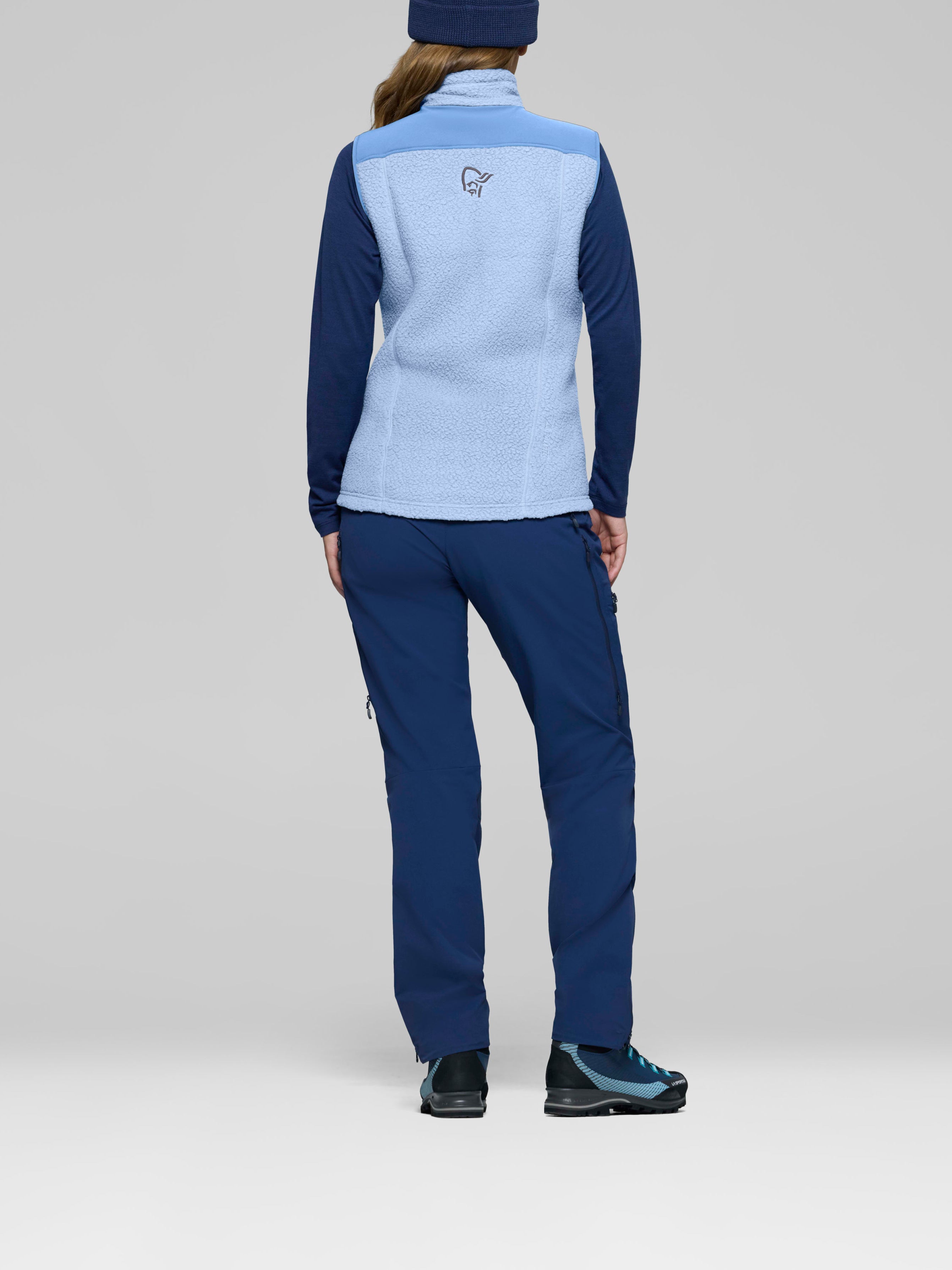 Norrona Women's trollveggen warm3 Vest Cashmere Blue/Allure
