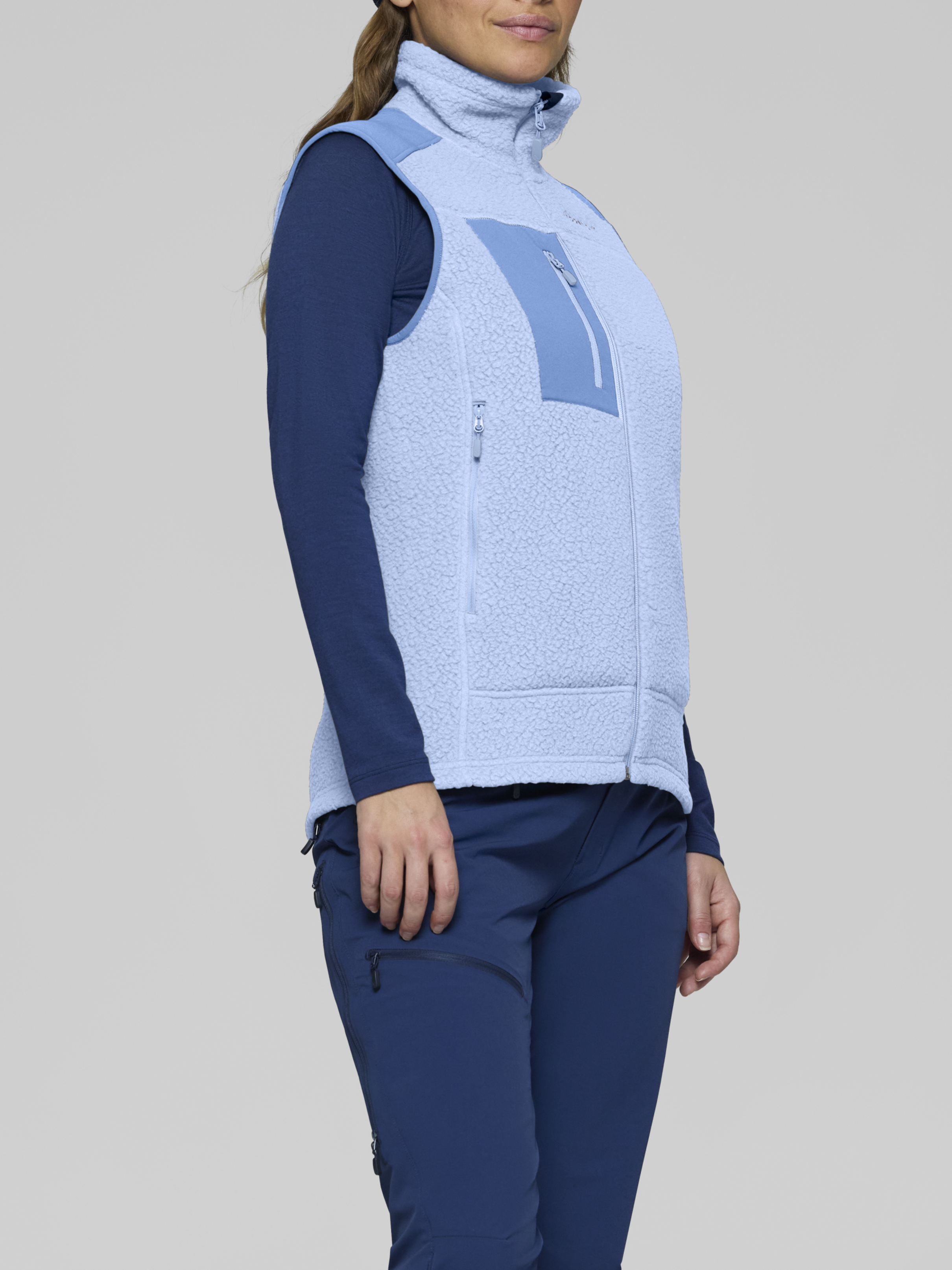 Norrona Women's trollveggen warm3 Vest Cashmere Blue/Allure
