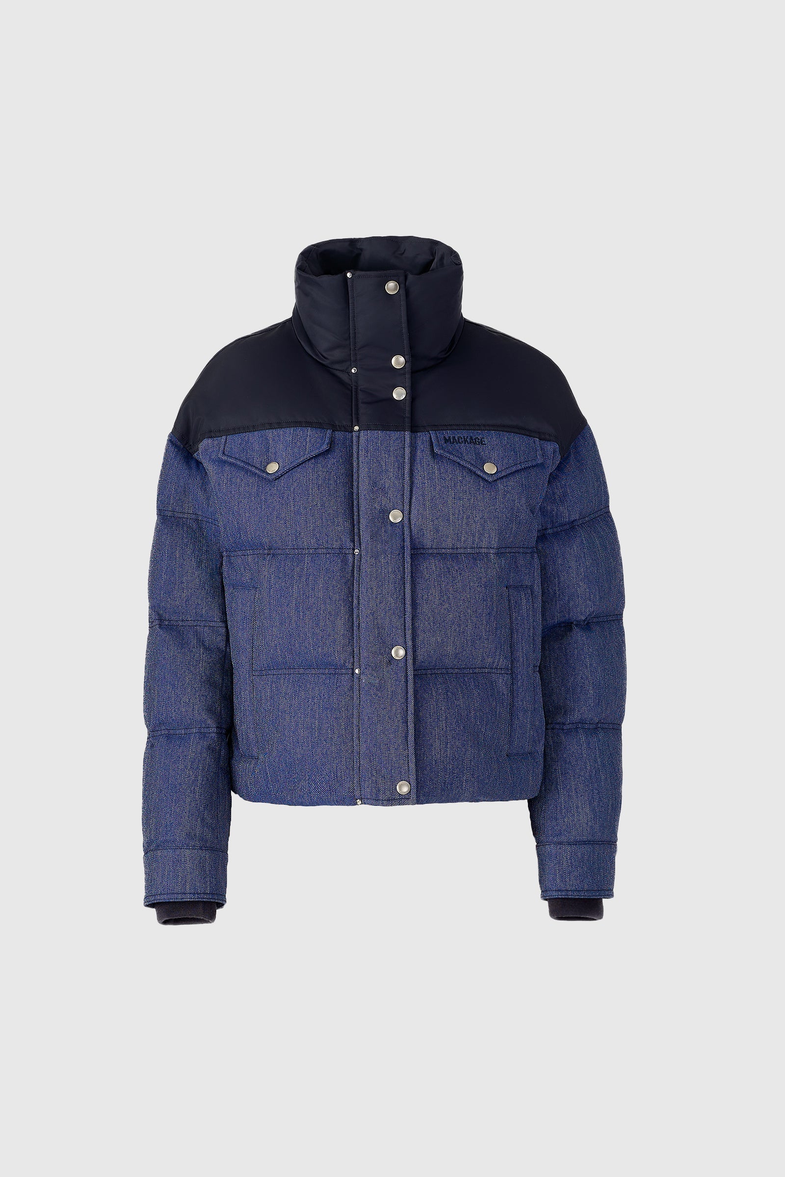 Mackage Brigit-dnm Quilted Denim Down Jacket Medium Denim