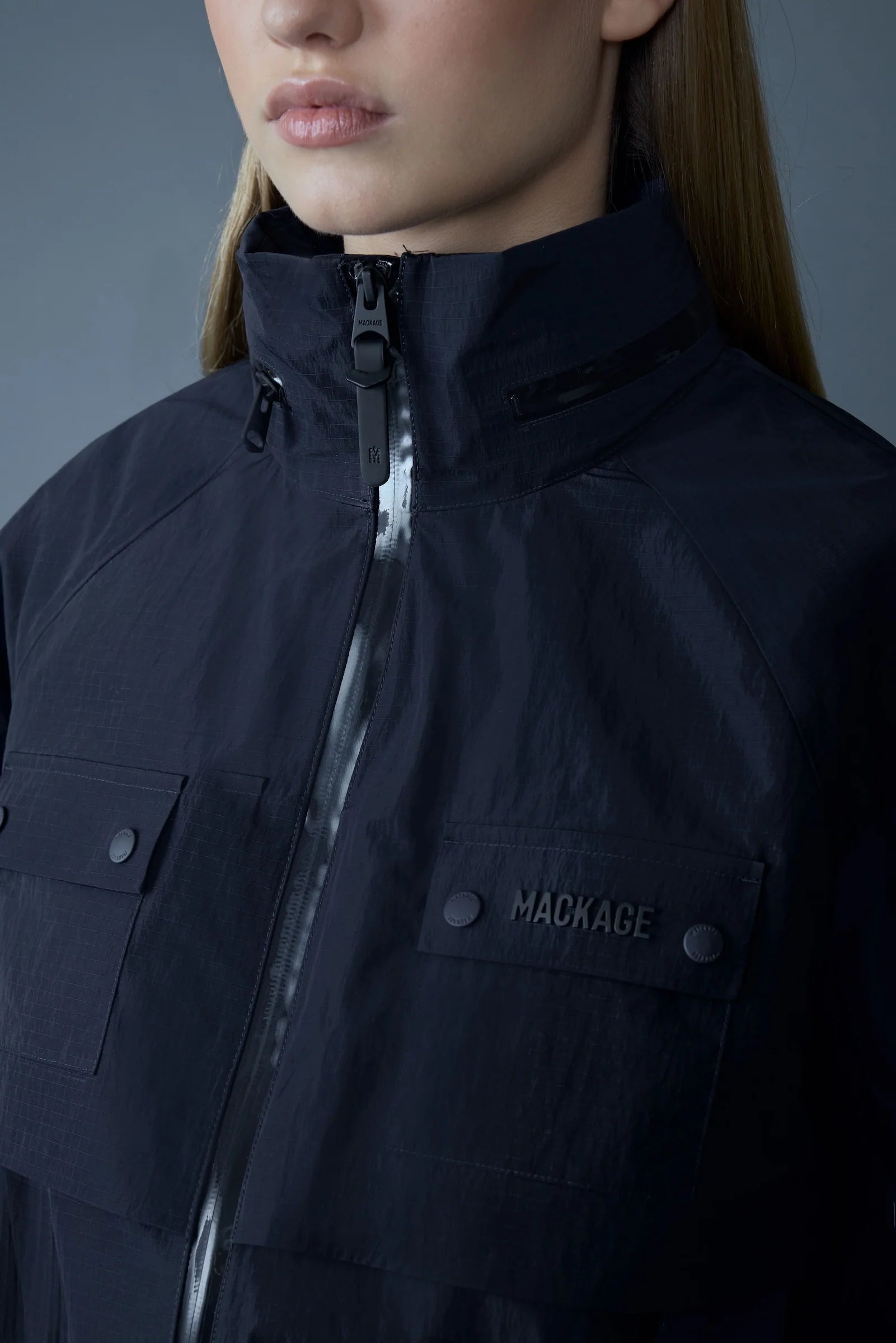 Mackage Devorah Seam-Sealed Rain Jacket Navy
