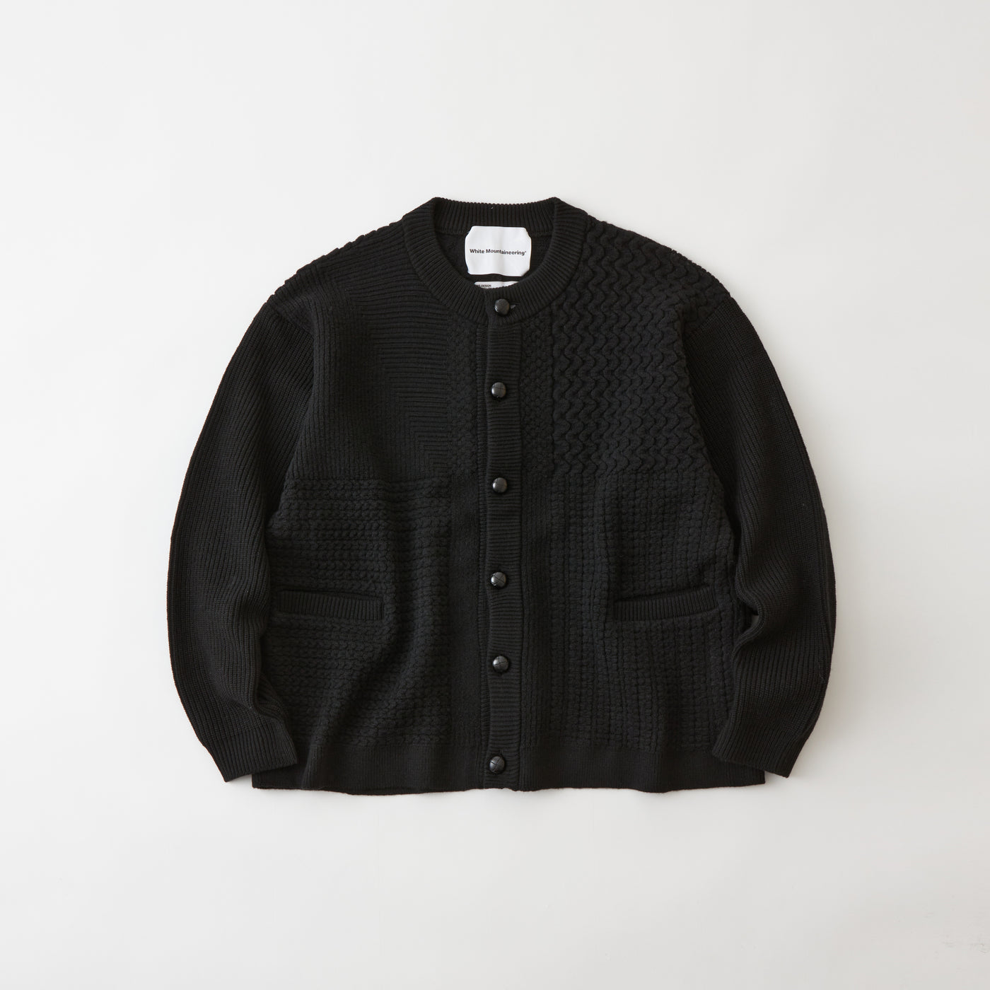 White Mountaineering Fake Patchwork Cardigan Black