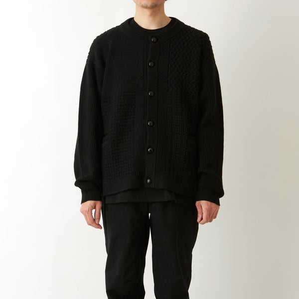 White Mountaineering Fake Patchwork Cardigan Black