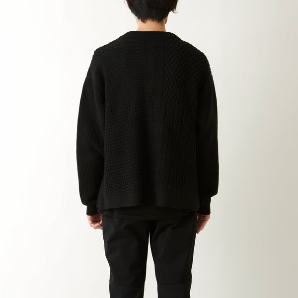 White Mountaineering Fake Patchwork Cardigan Black