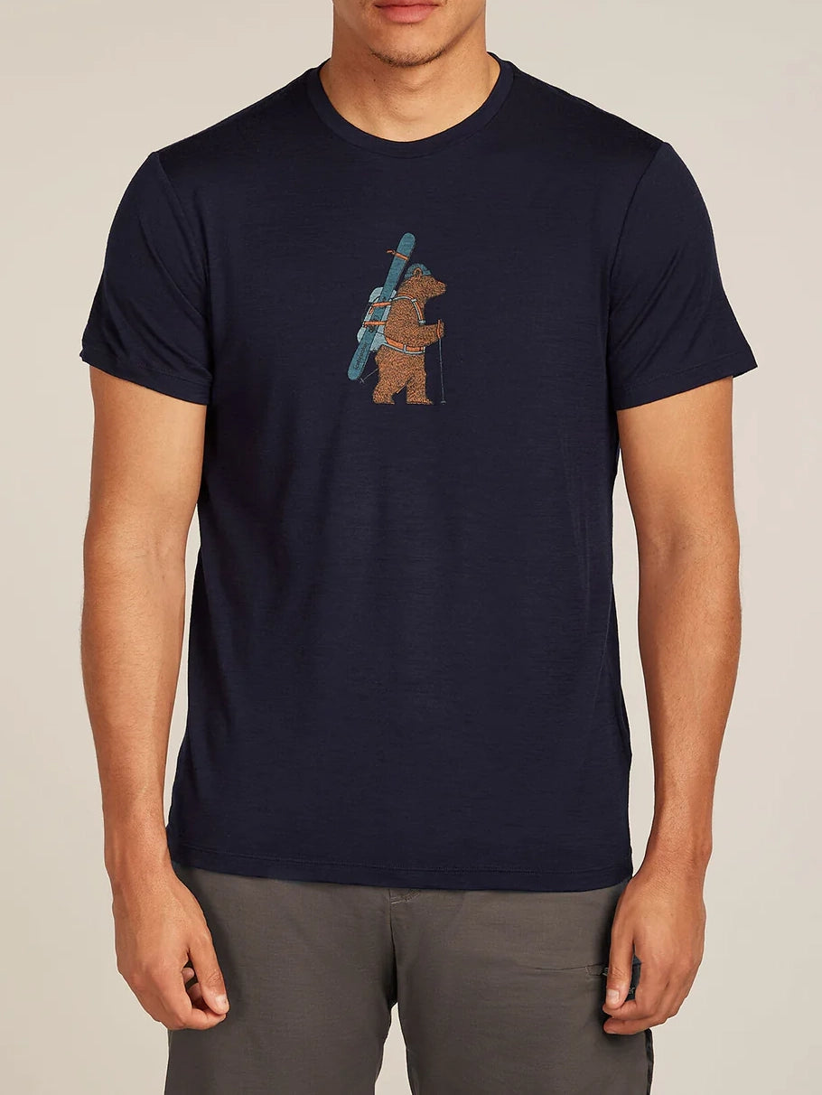Icebreaker Men's Merino 150 Tech Lite Short Sleeve T-Shirt Bear Tour Midnight Navy
