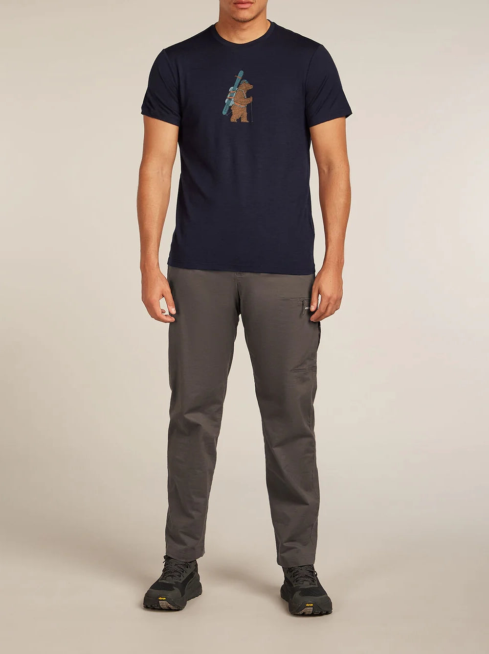 Icebreaker Men's Merino 150 Tech Lite Short Sleeve T-Shirt Bear Tour Midnight Navy