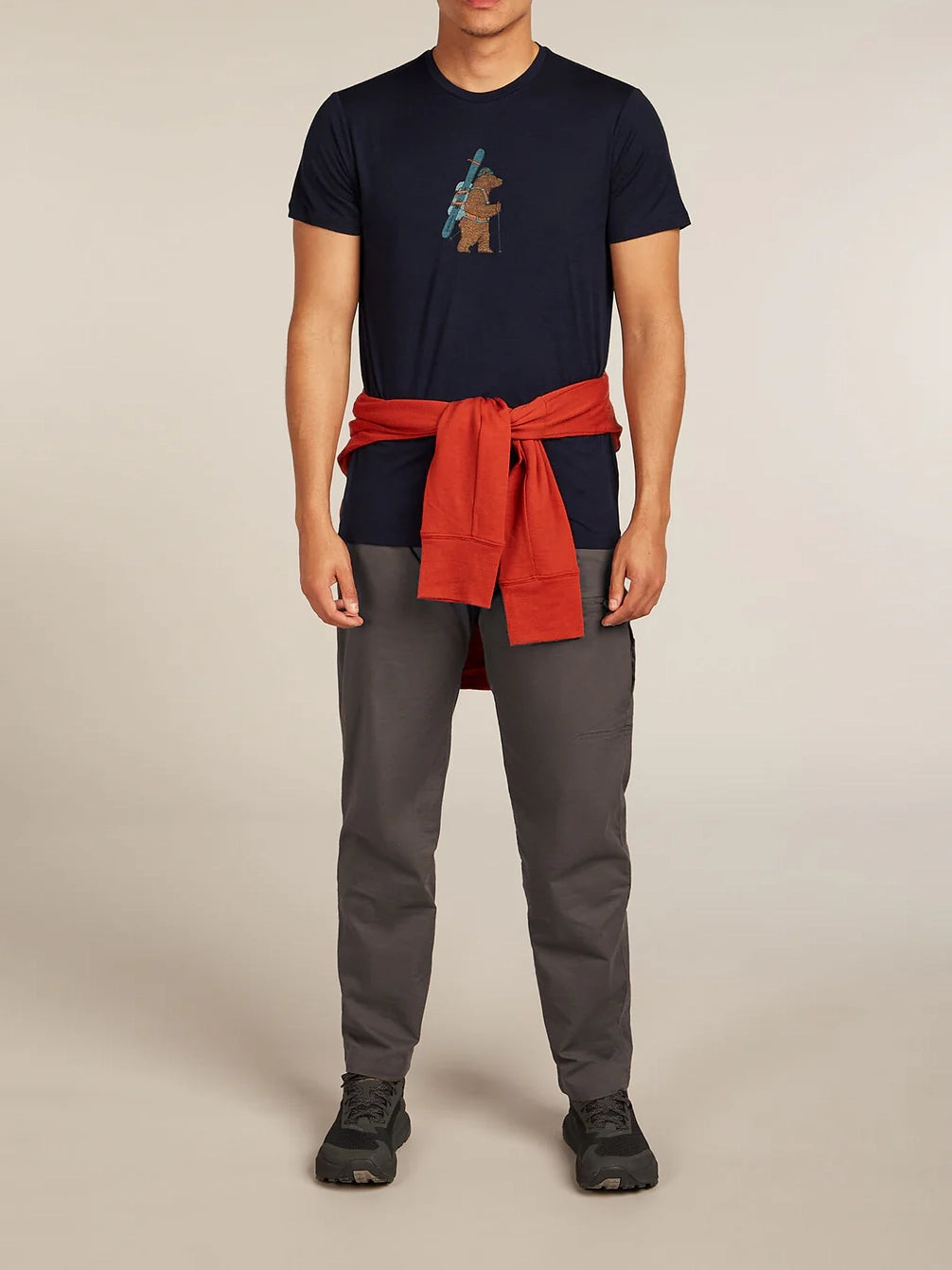 Icebreaker Men's Merino 150 Tech Lite Short Sleeve T-Shirt Bear Tour Midnight Navy