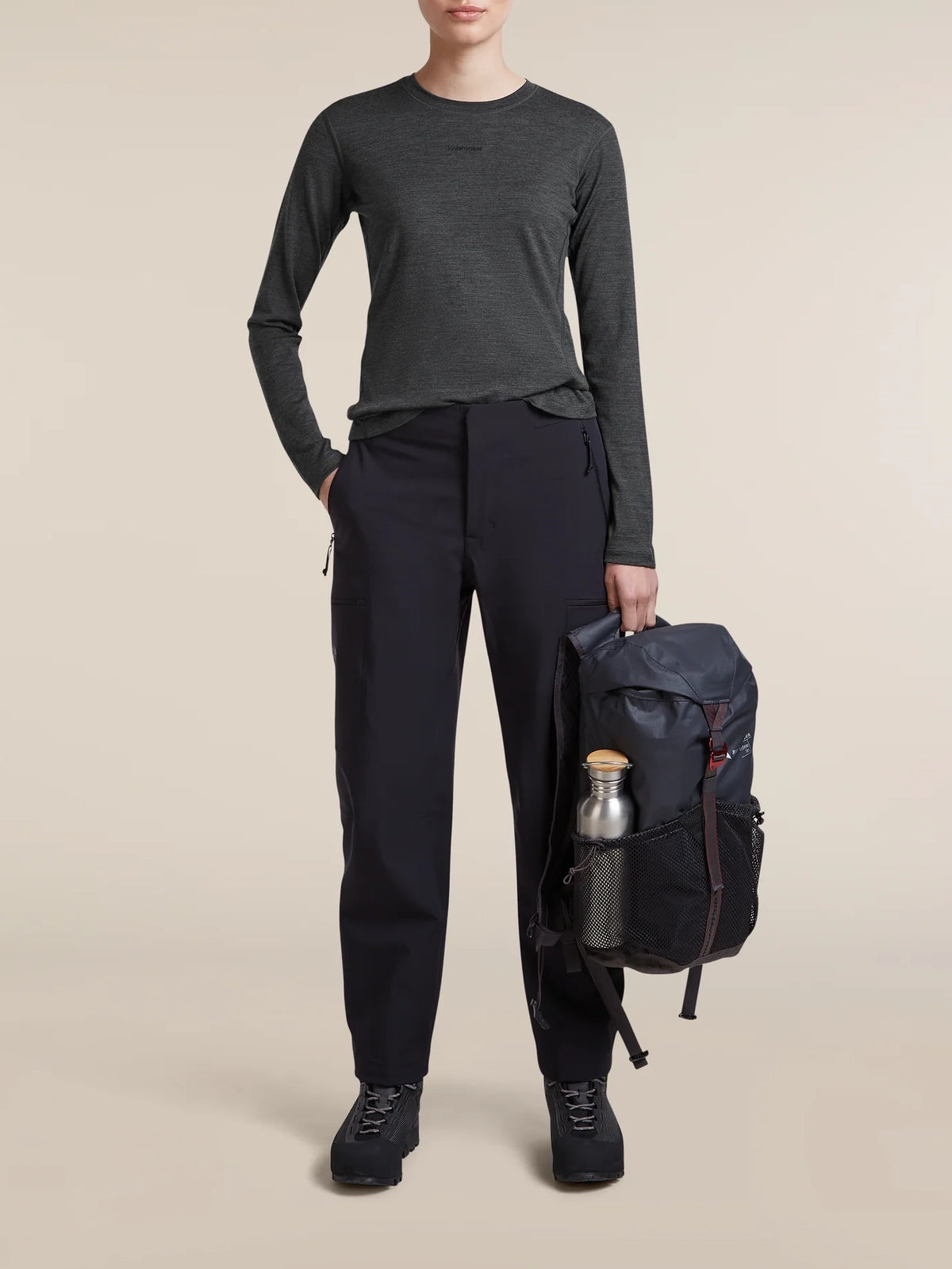 Icebreaker Women's 200 MerinoFine™ Ace Long Sleeve Thermal Crew Jet Heather