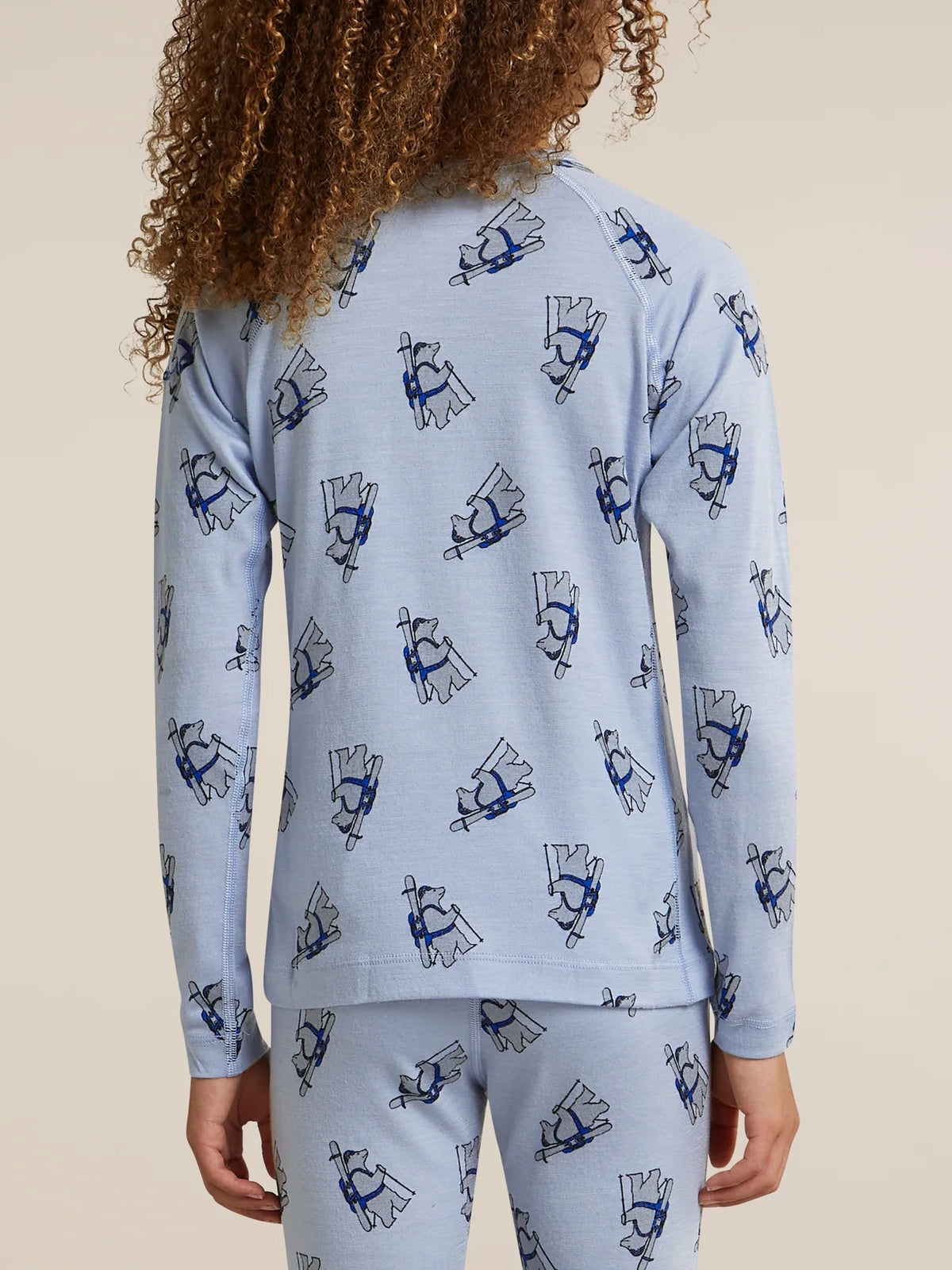 Icebreaker Kids' Merino 200 Oasis Long Sleeve Thermal Crewe Bear Tour Zinc Blue