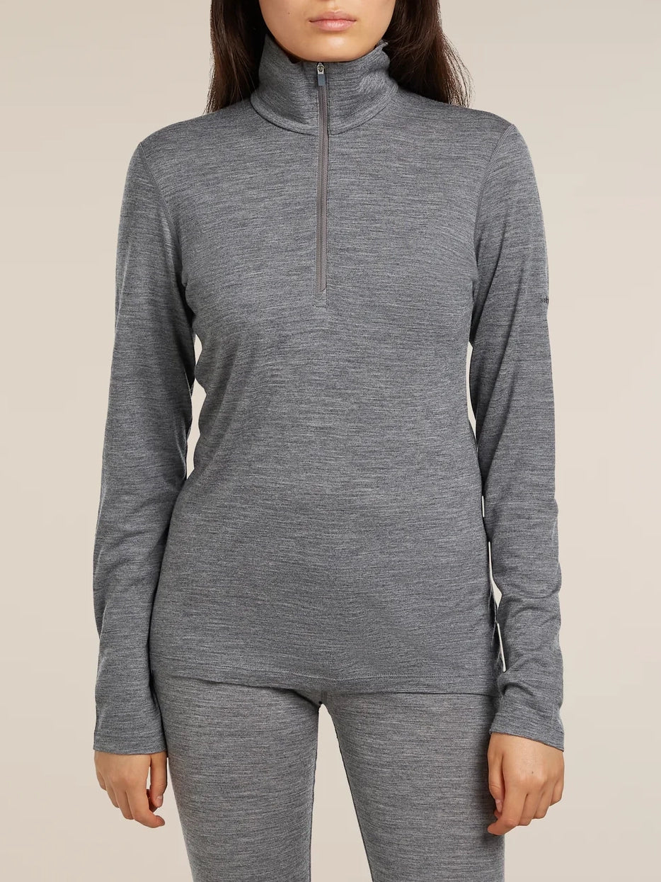 Icebreaker Women's Merino 200 Oasis Long Sleeve Half Zip Thermal Top Gritstone Hthr