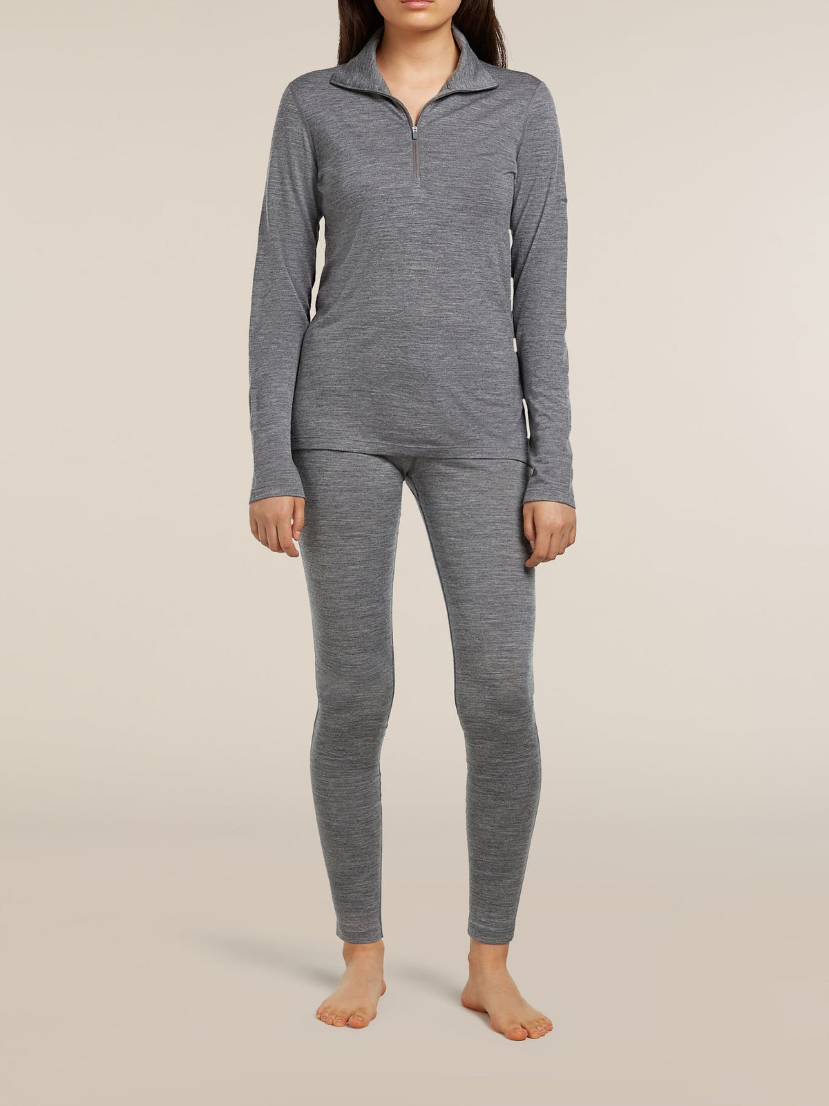 Icebreaker Women's Merino 200 Oasis Long Sleeve Half Zip Thermal Top Gritstone Hthr