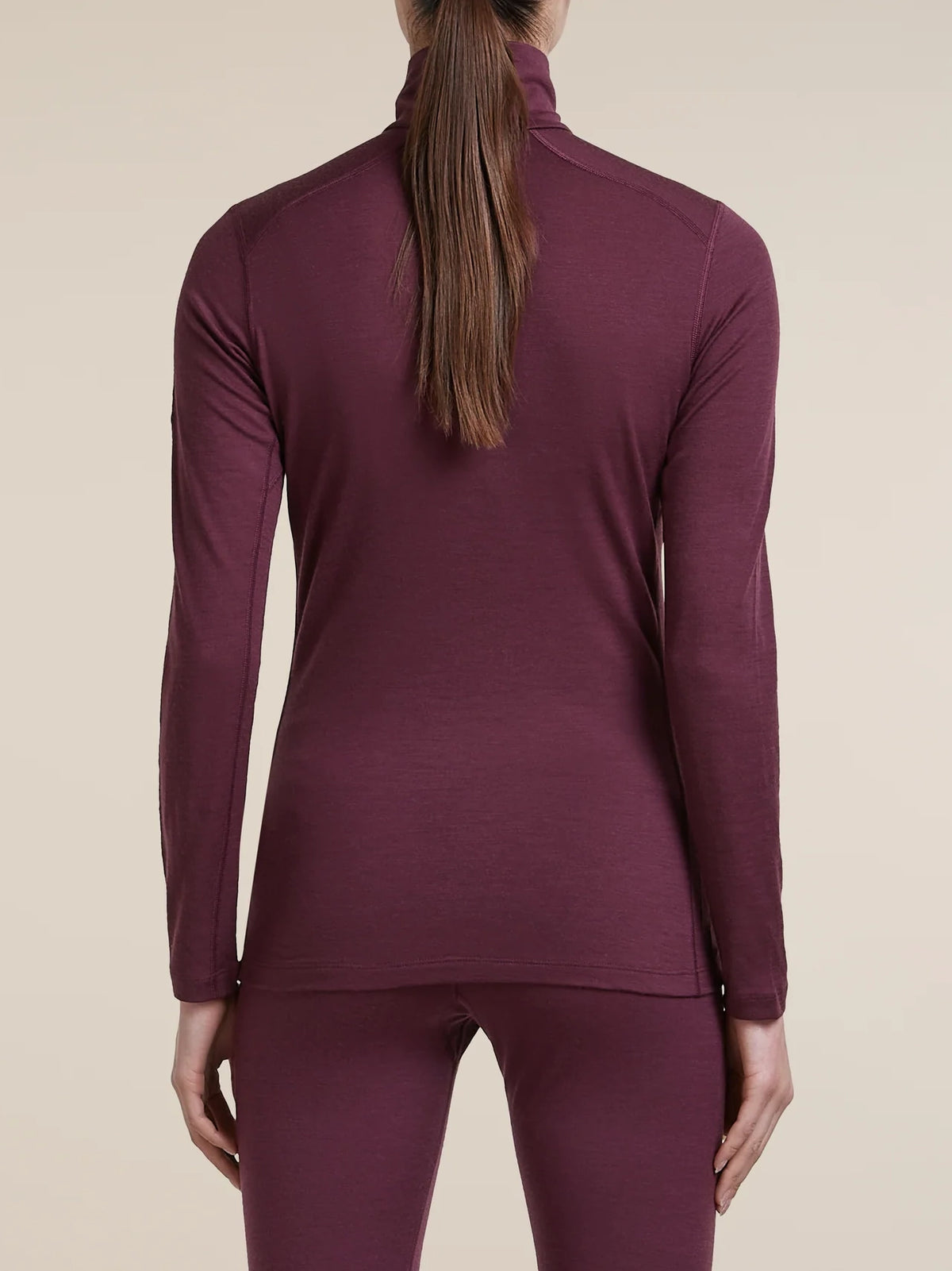 Icebreaker Women's Merino 200 Oasis Long Sleeve Half Zip Thermal Top Dark Berry