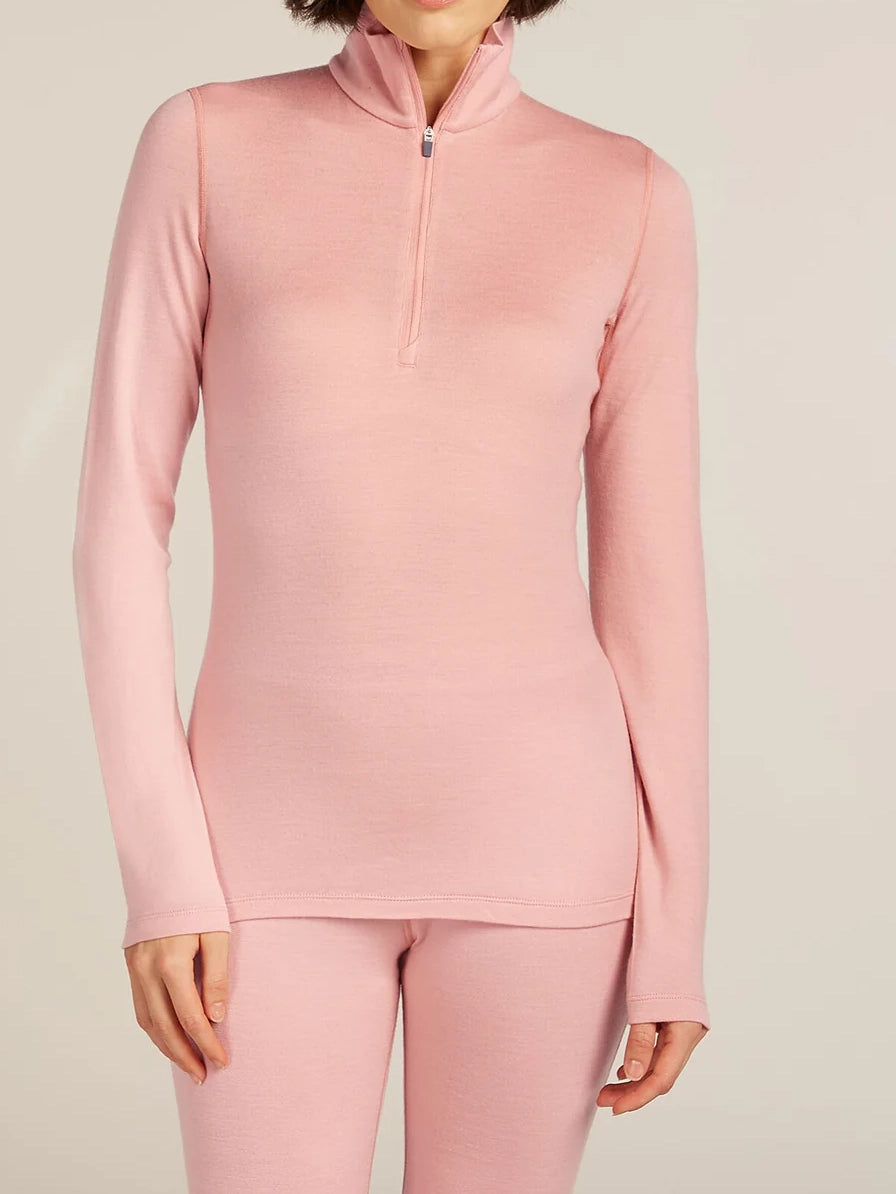 Icebreaker Women's Merino 260 Tech Long Sleeve Half Zip Thermal Top Blush