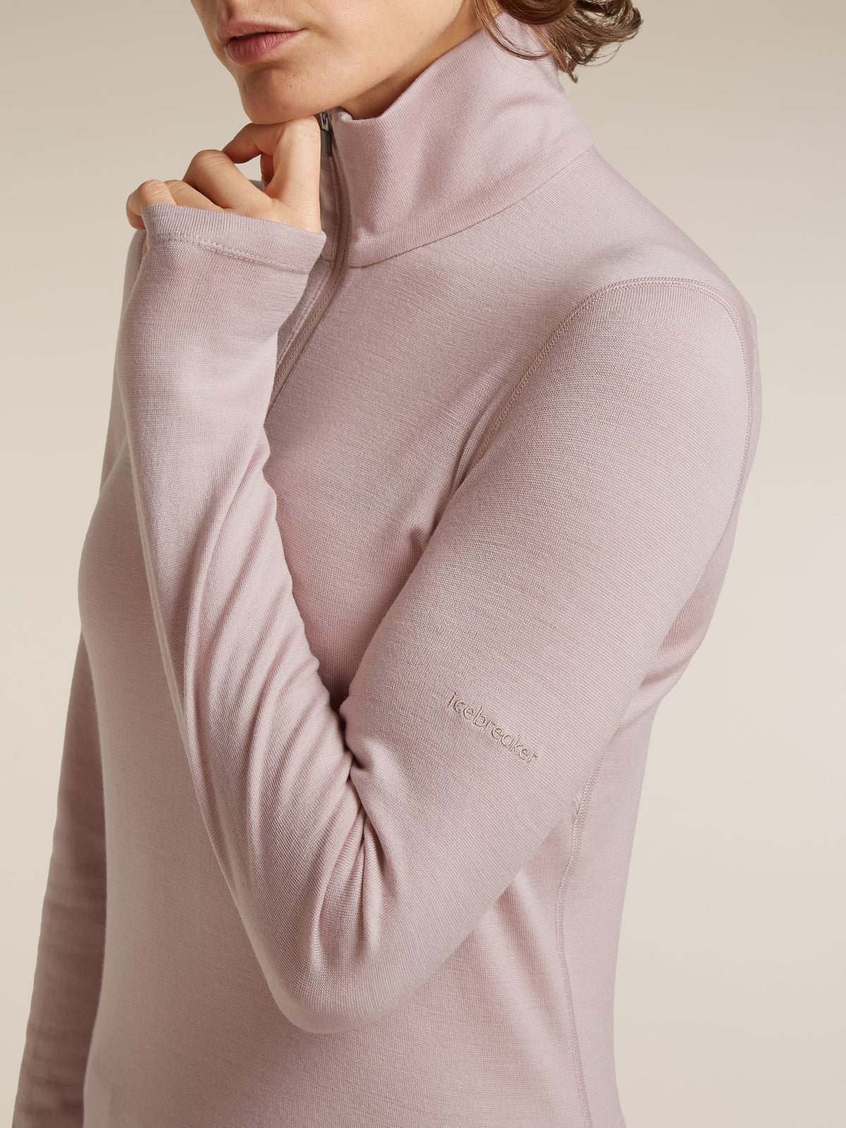Icebreaker Women's Merino 260 Oasis Long Sleeve Half Zip Pink quartz