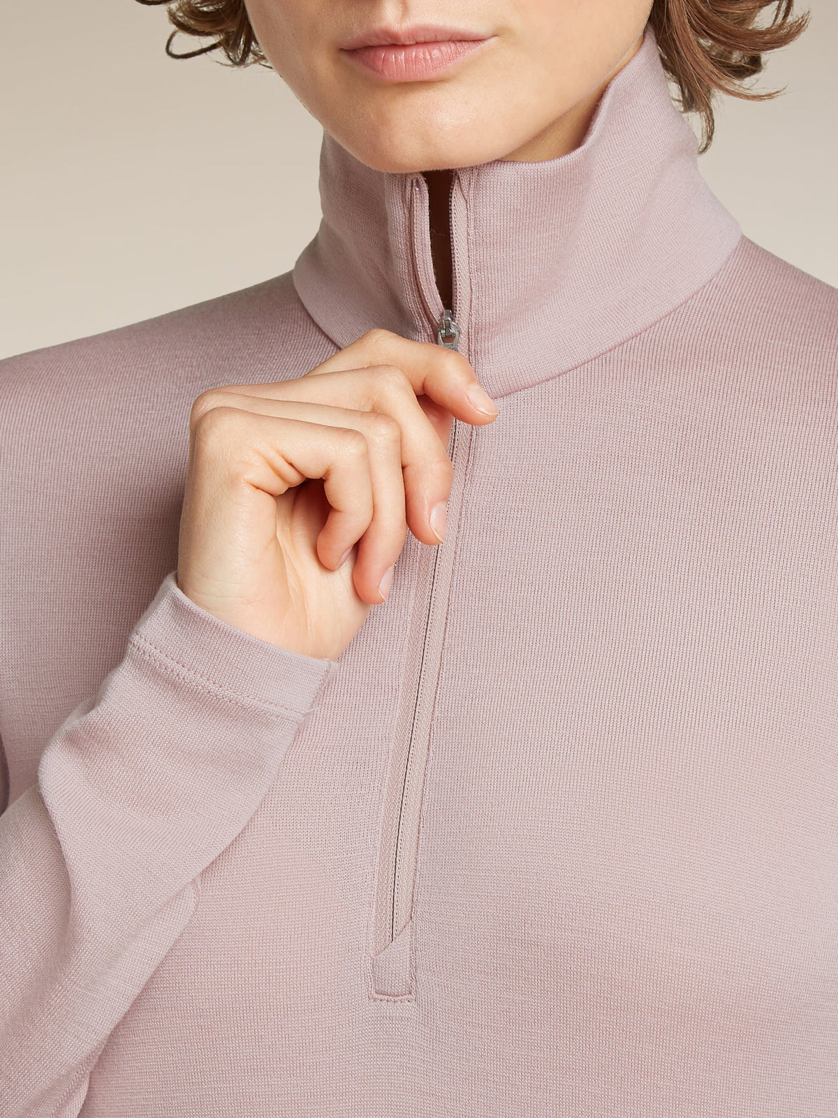 Icebreaker Women's Merino 260 Oasis Long Sleeve Half Zip Pink quartz