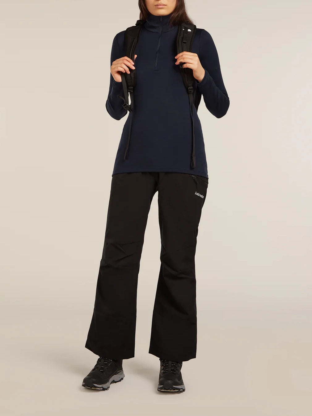 Icebreaker Women's Merino 260 Tech Long Sleeve Half Zip Thermal Top Midnight navy