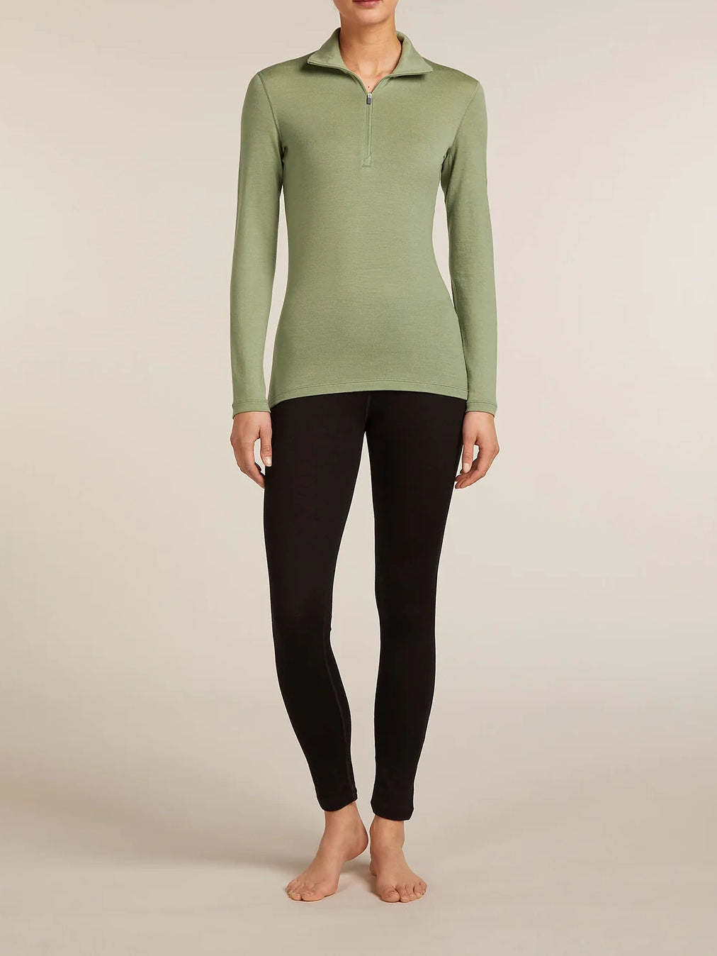 Icebreaker Women's Merino 260 Tech Long Sleeve Half Zip Thermal Top Lichen