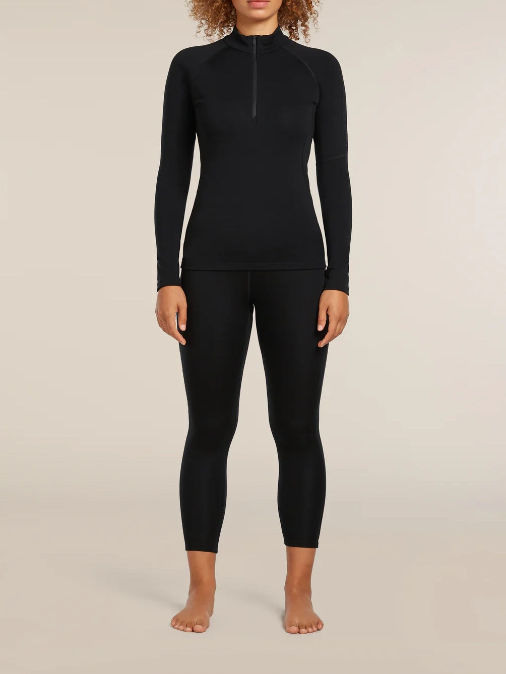 Icebreaker Women's 300 MerinoFine™ Polar Long Sleeve Half Zip Thermal Top Black