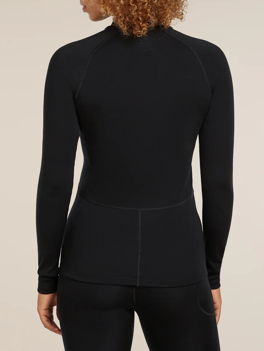 Icebreaker Women's 300 MerinoFine™ Polar Long Sleeve Half Zip Thermal Top Black