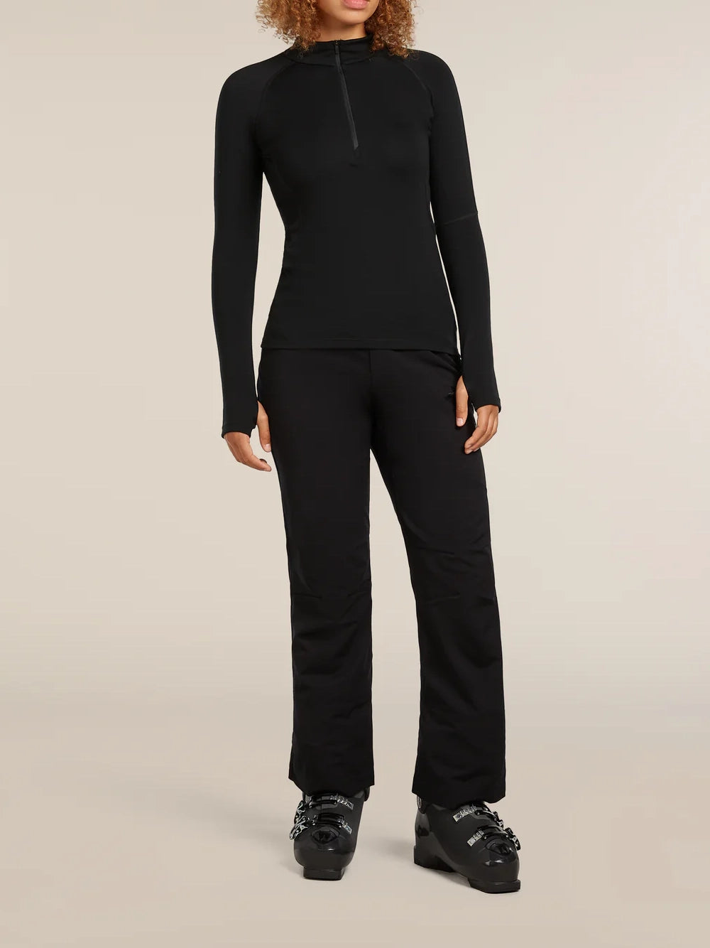 Icebreaker Women's 300 MerinoFine™ Polar Long Sleeve Half Zip Thermal Top Black