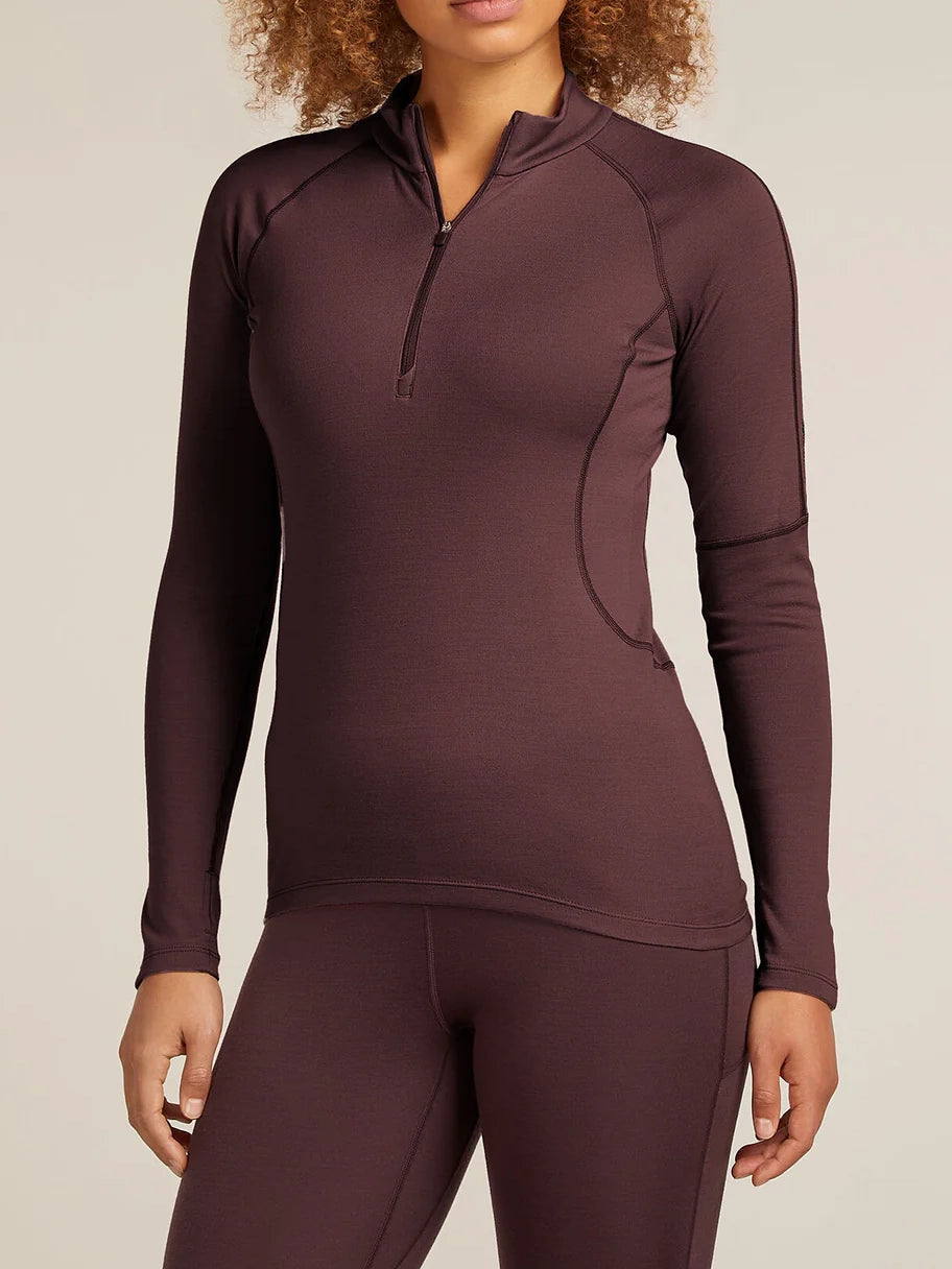 Icebreaker Women's 300 MerinoFine™ Polar Long Sleeve Half Zip Thermal Top Java