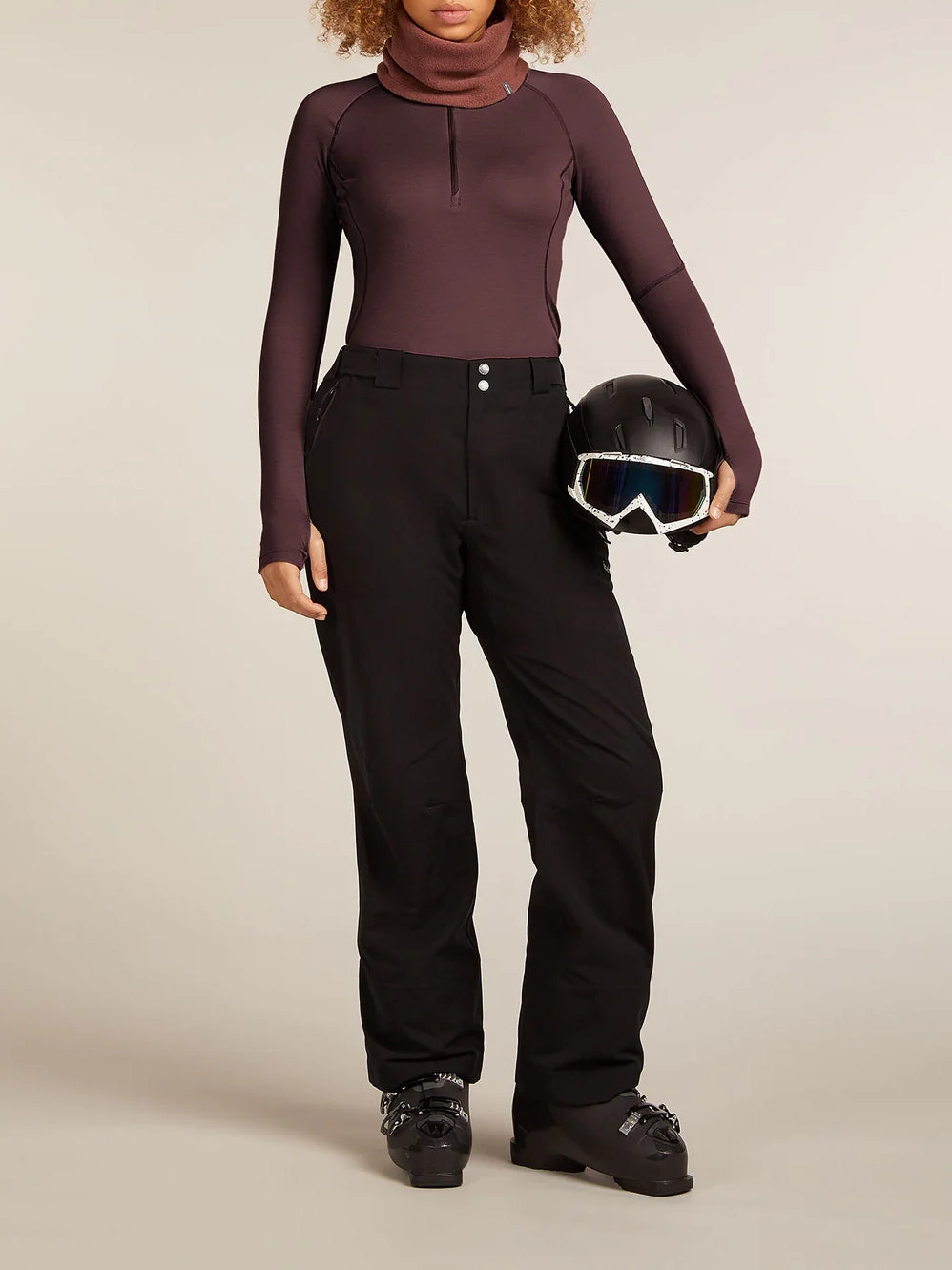 Icebreaker Women's 300 MerinoFine™ Polar Long Sleeve Half Zip Thermal Top Java