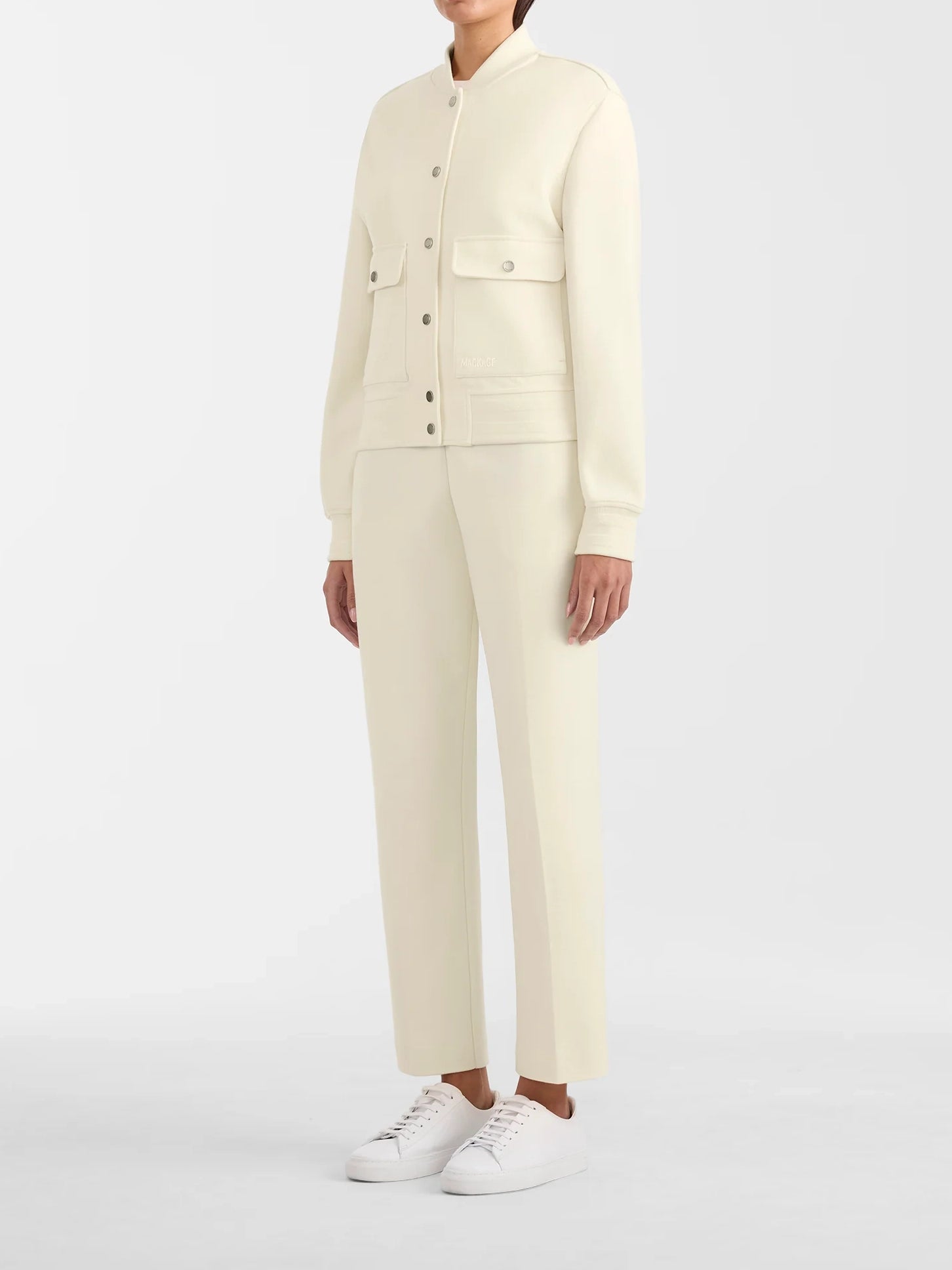 Mackage Juniper-k Brushed Knit Bomber Jacket Cream