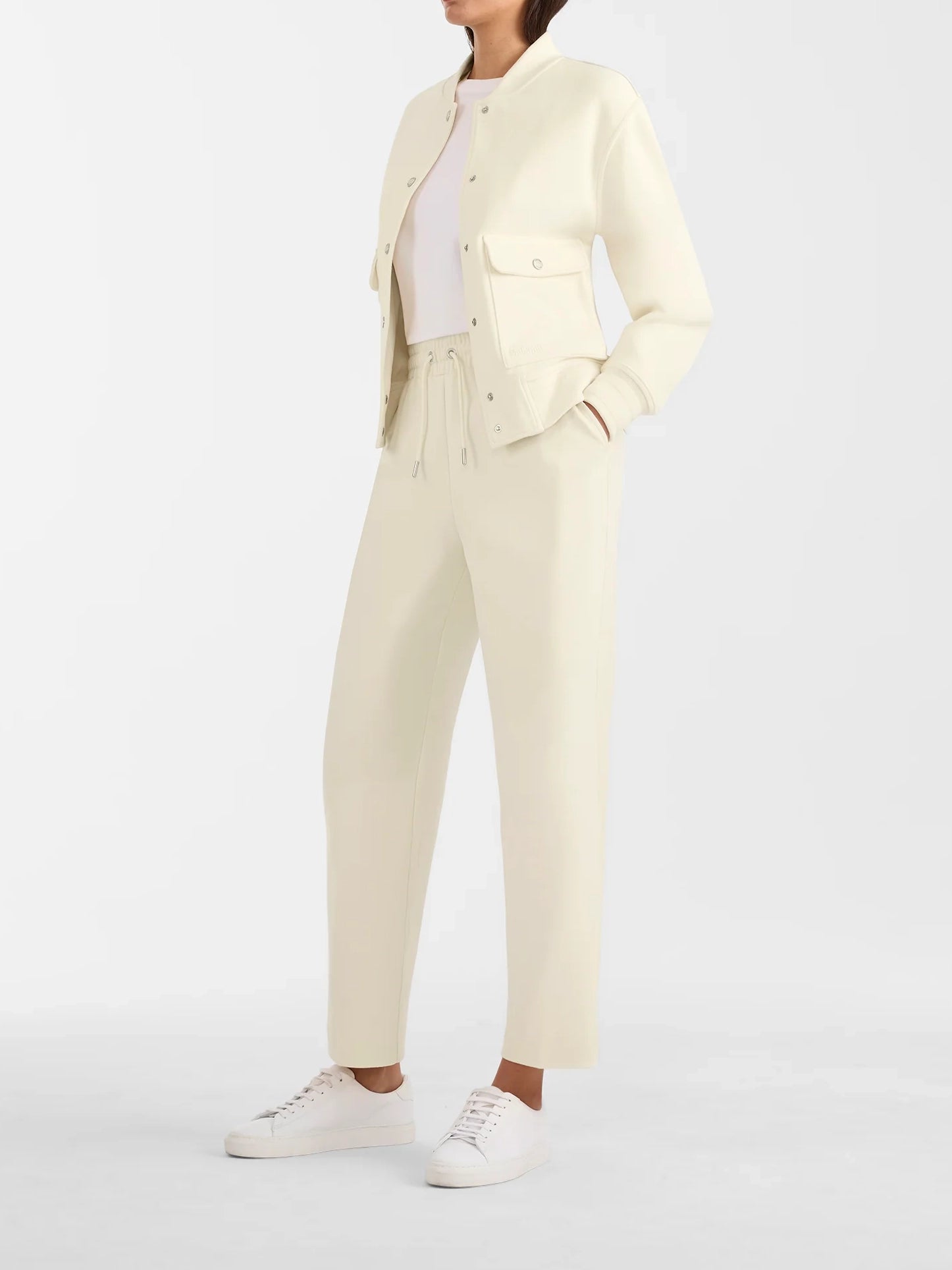 Mackage Juniper-k Brushed Knit Bomber Jacket Cream