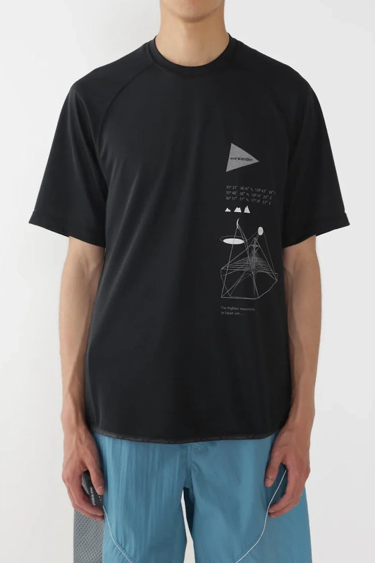 And Wander Dry Jersey SS Print T Black