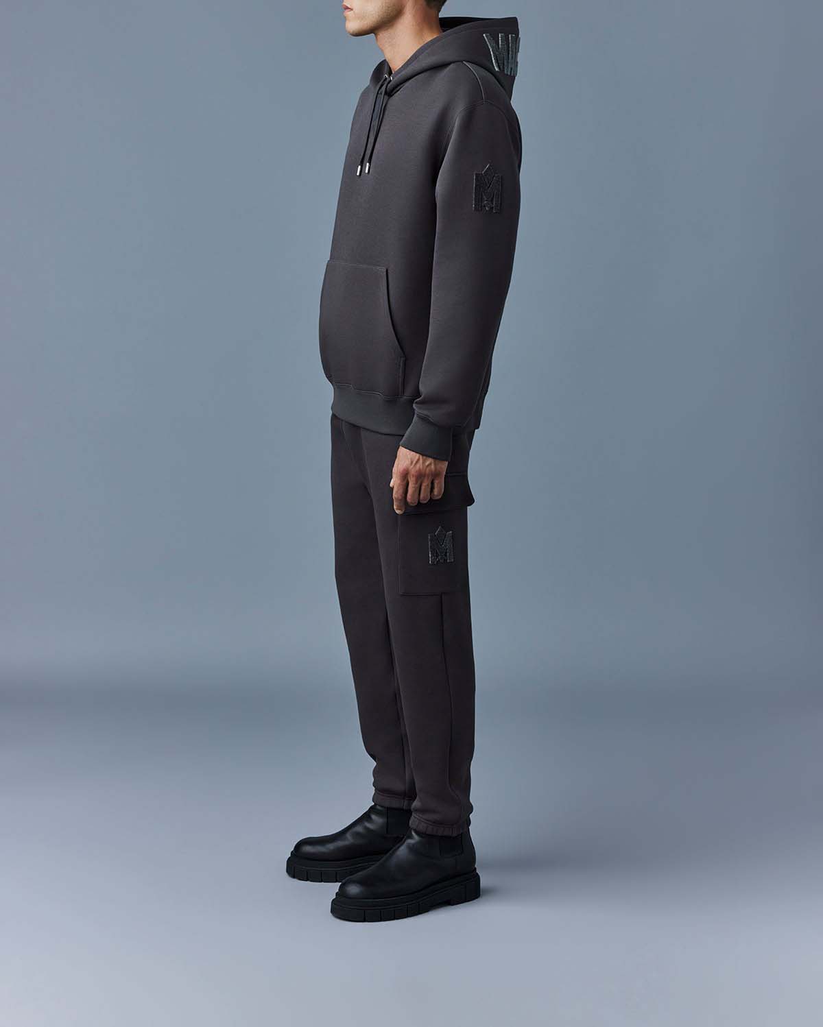 Mackage Krys Hoodie With Velvet Embroidery Carbon