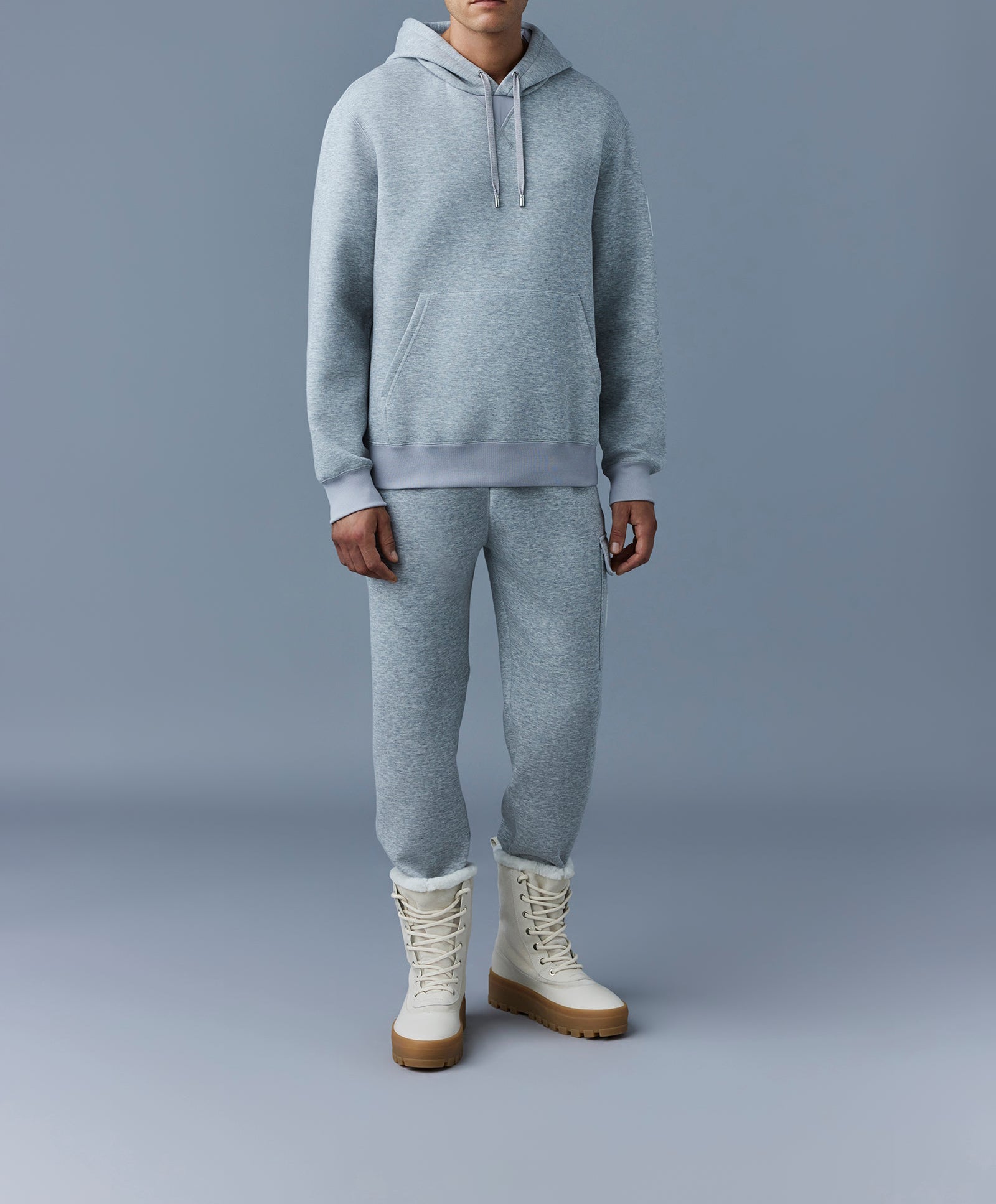 Mackage Krys Hoodie With Velvet Embroidery Light Grey