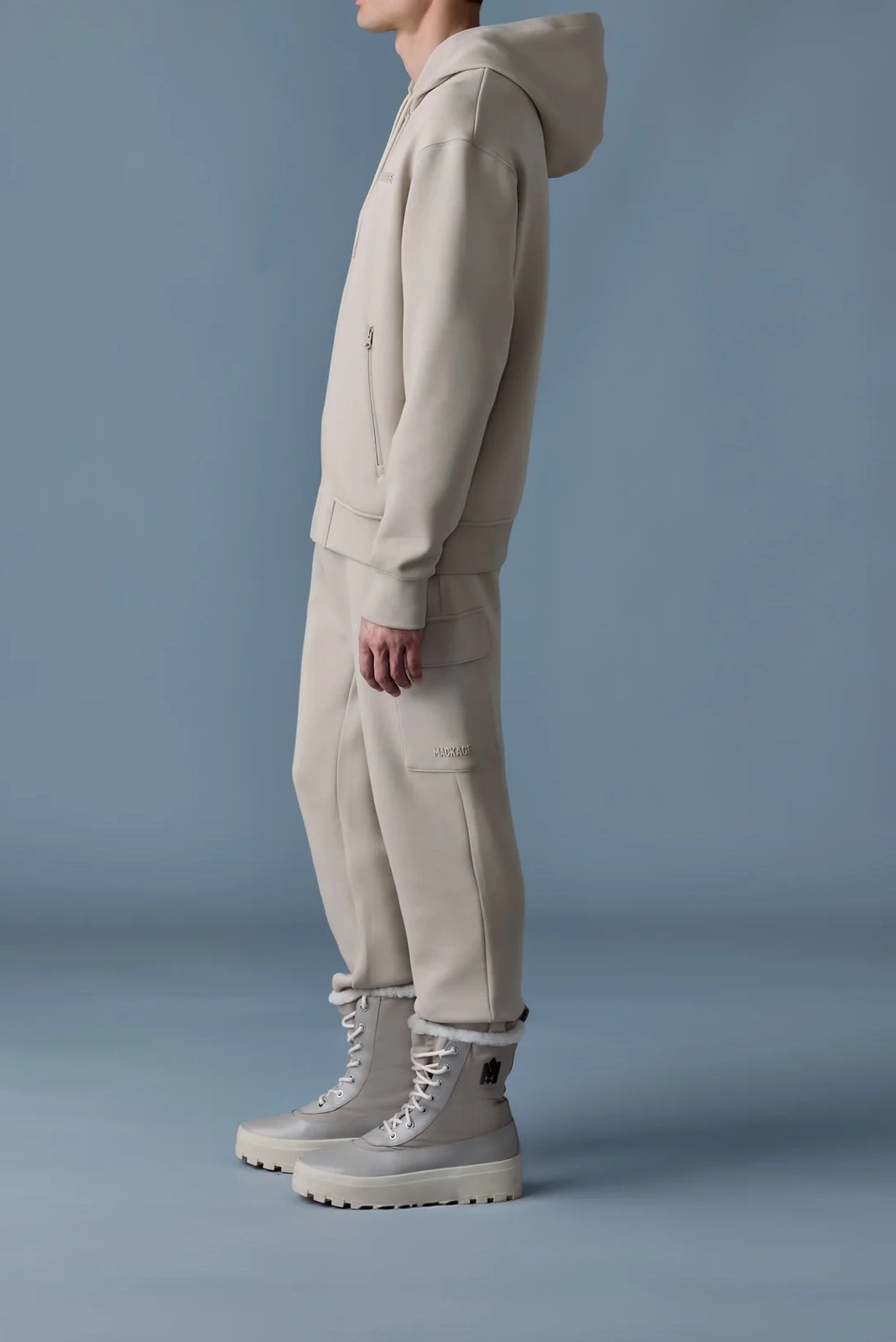 Mackage Krystos Jersey Zip-Up Hoodie Trench