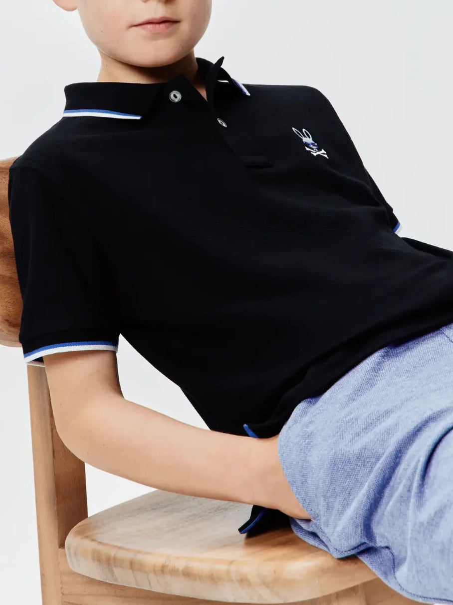 Psycho Bunny Kids Sunny Pique Polo Black