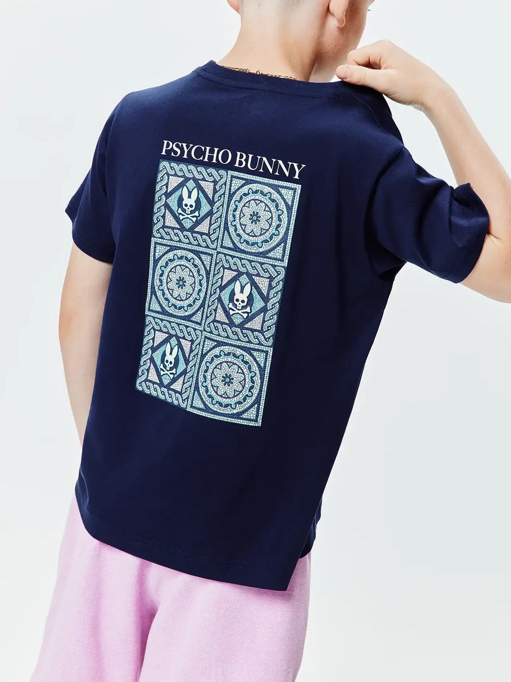 Psycho Bunny Kids Frank Back Graphic Tee Evening Blue