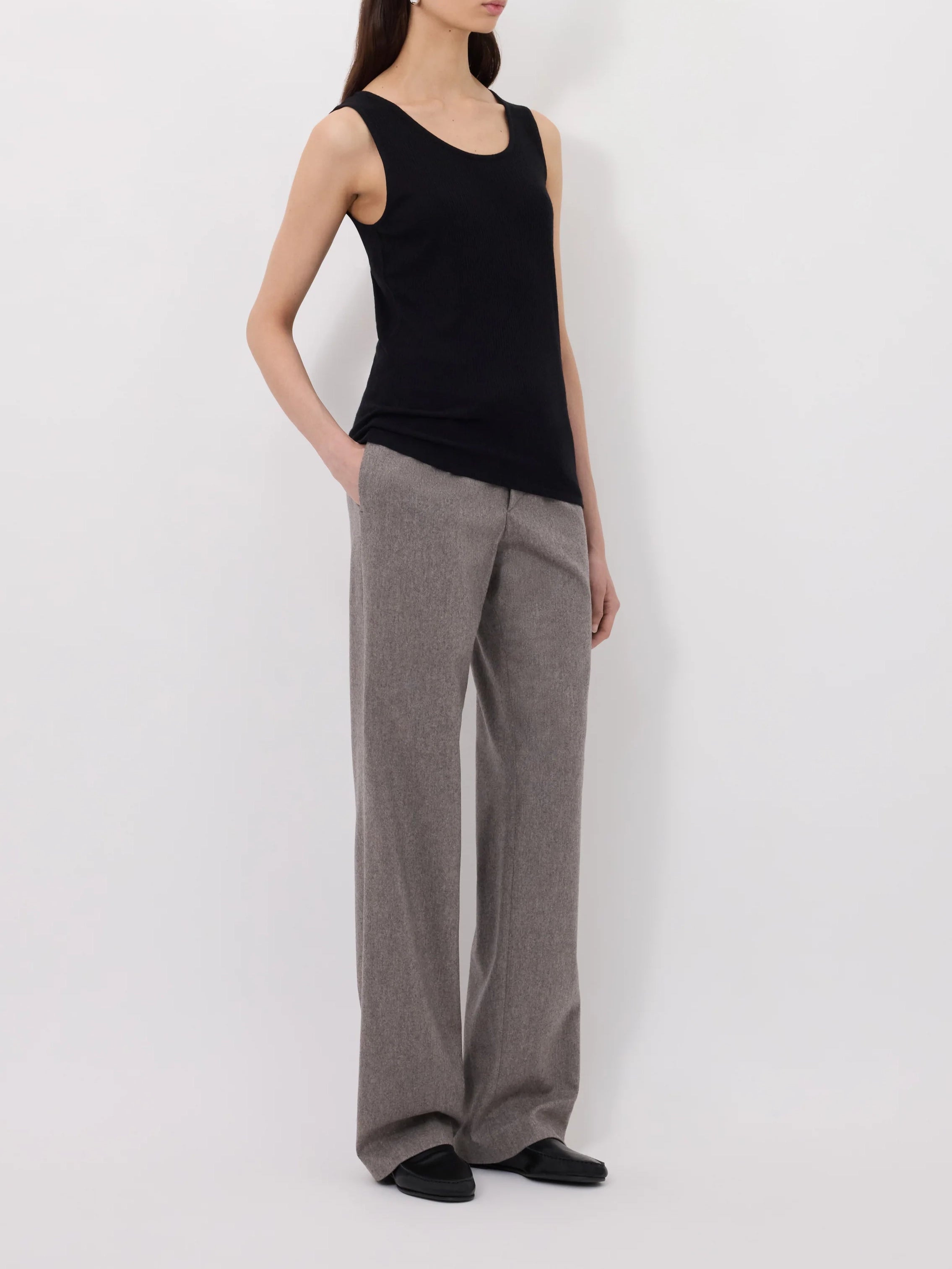 Loulou de Saison Alicudi Lds Rib Jersey Tank Top Black